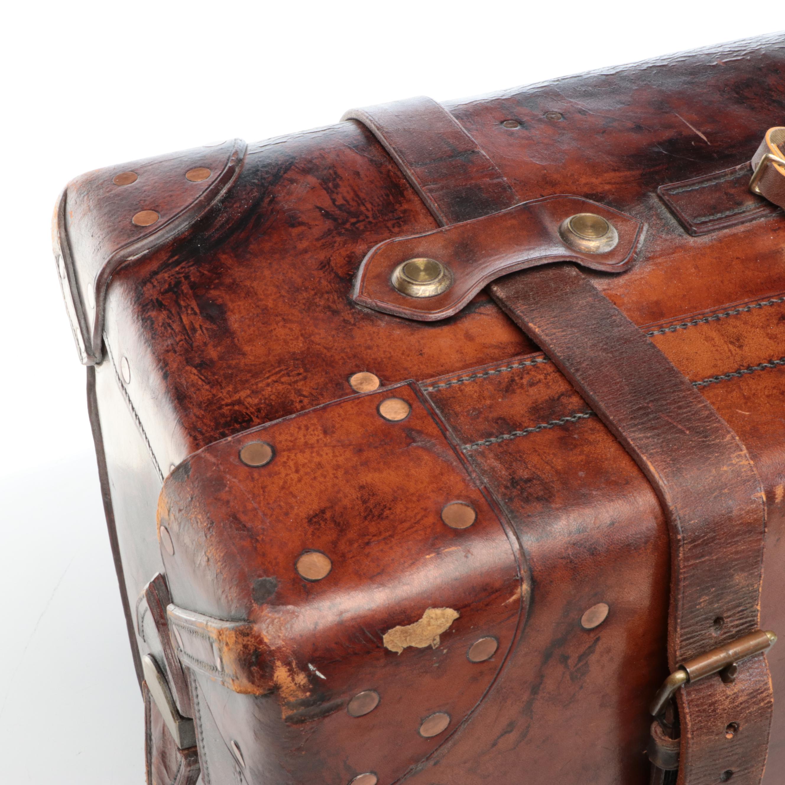 Marsh Leather and Metal Steamer Trunk