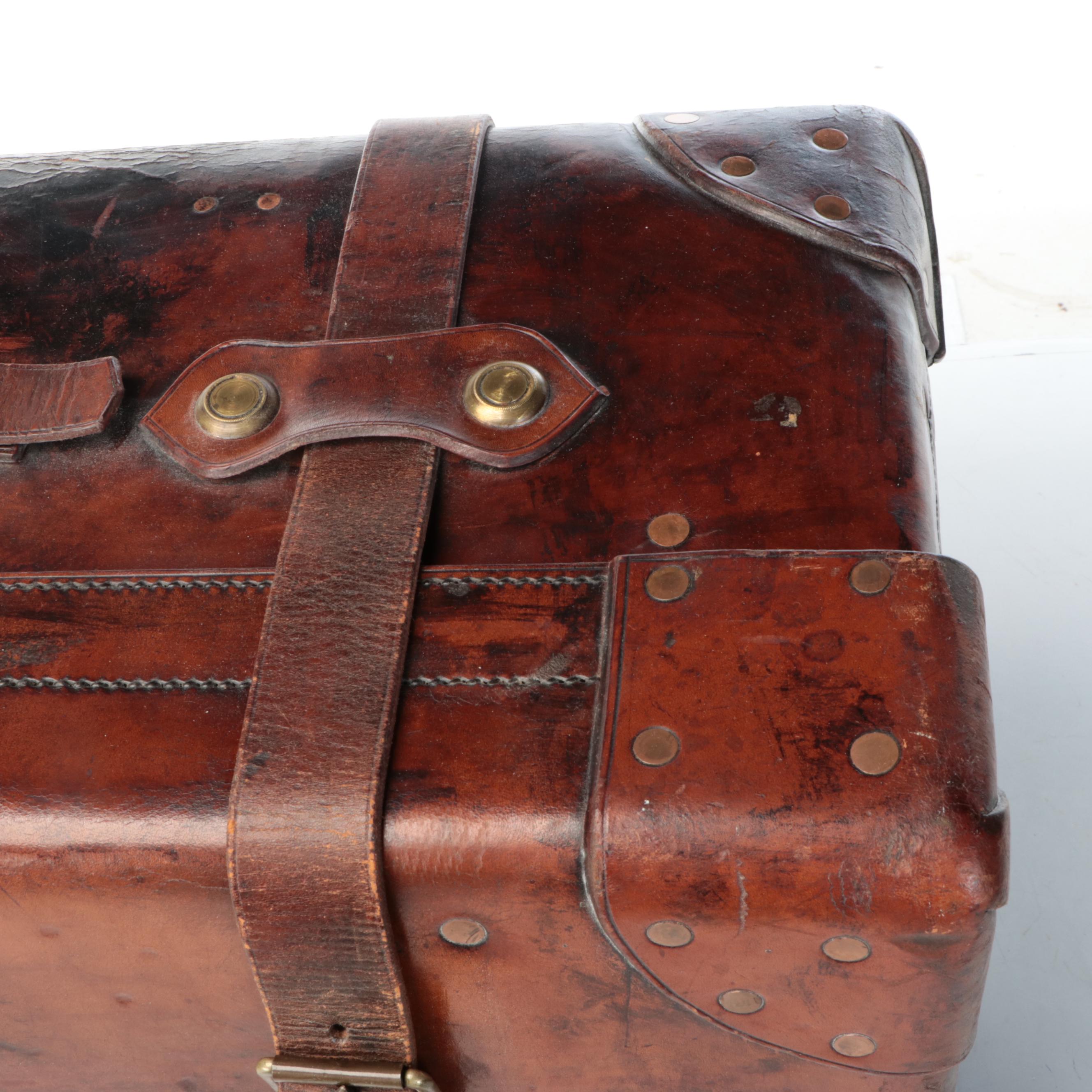 Marsh Leather and Metal Steamer Trunk