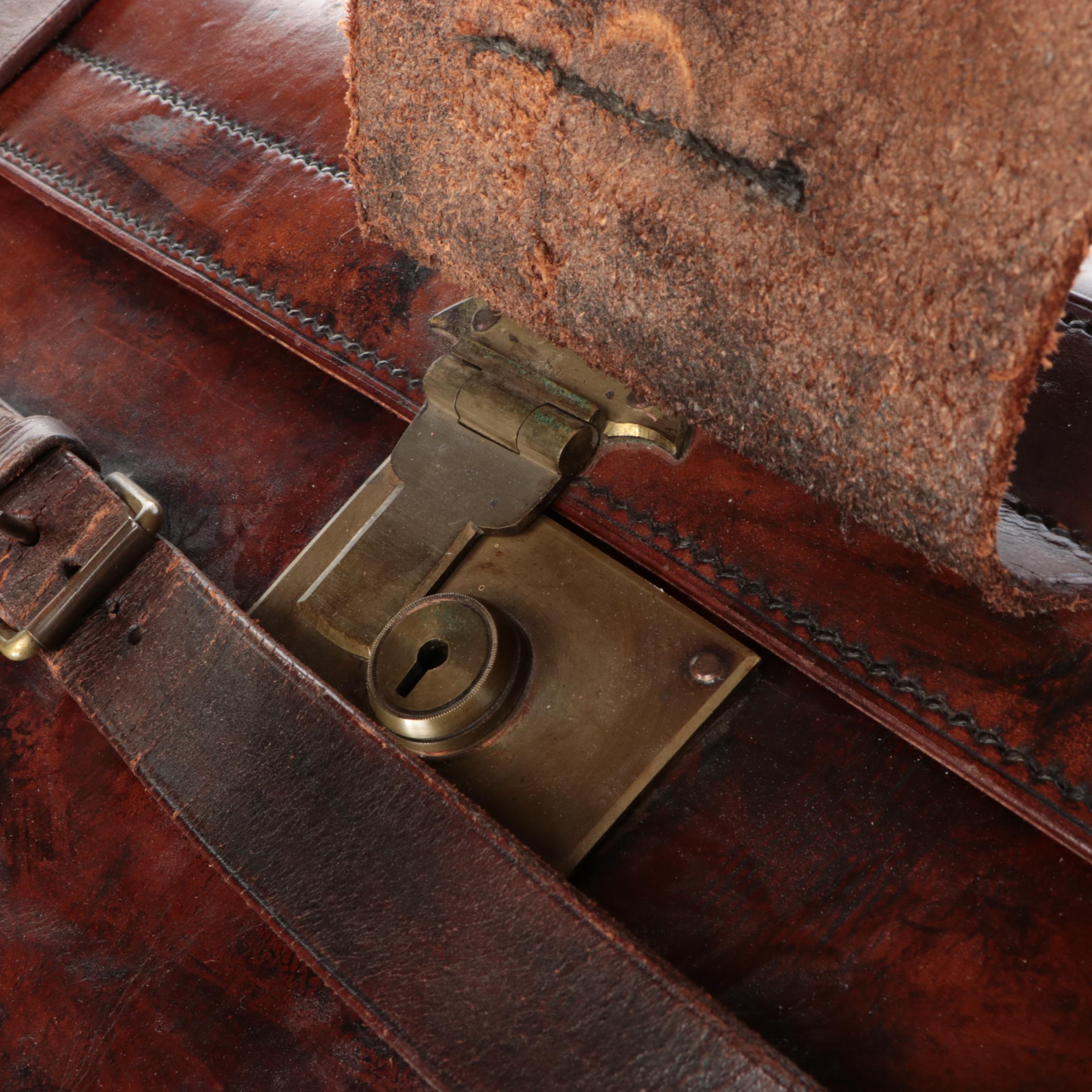Marsh Leather and Metal Steamer Trunk
