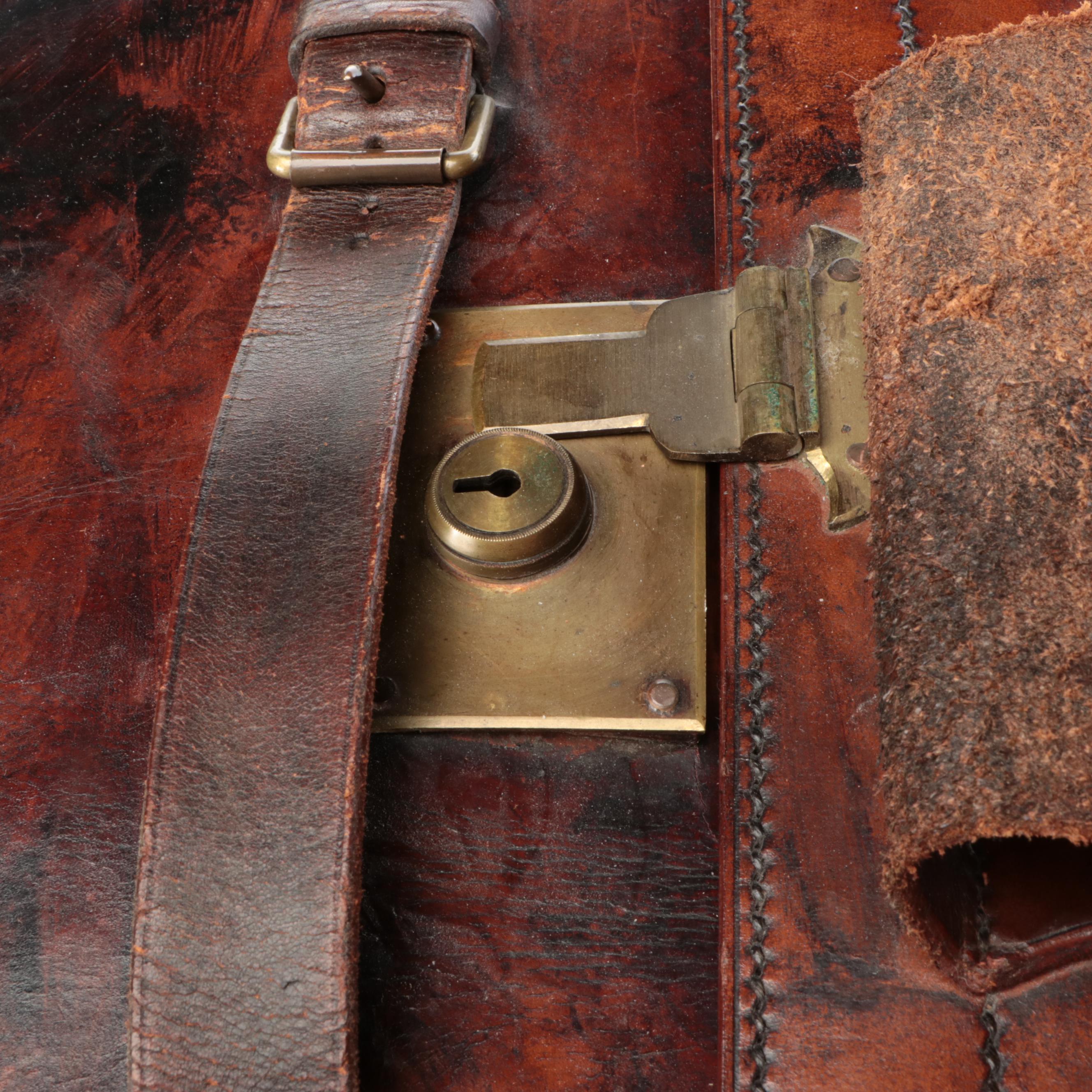 Marsh Leather and Metal Steamer Trunk