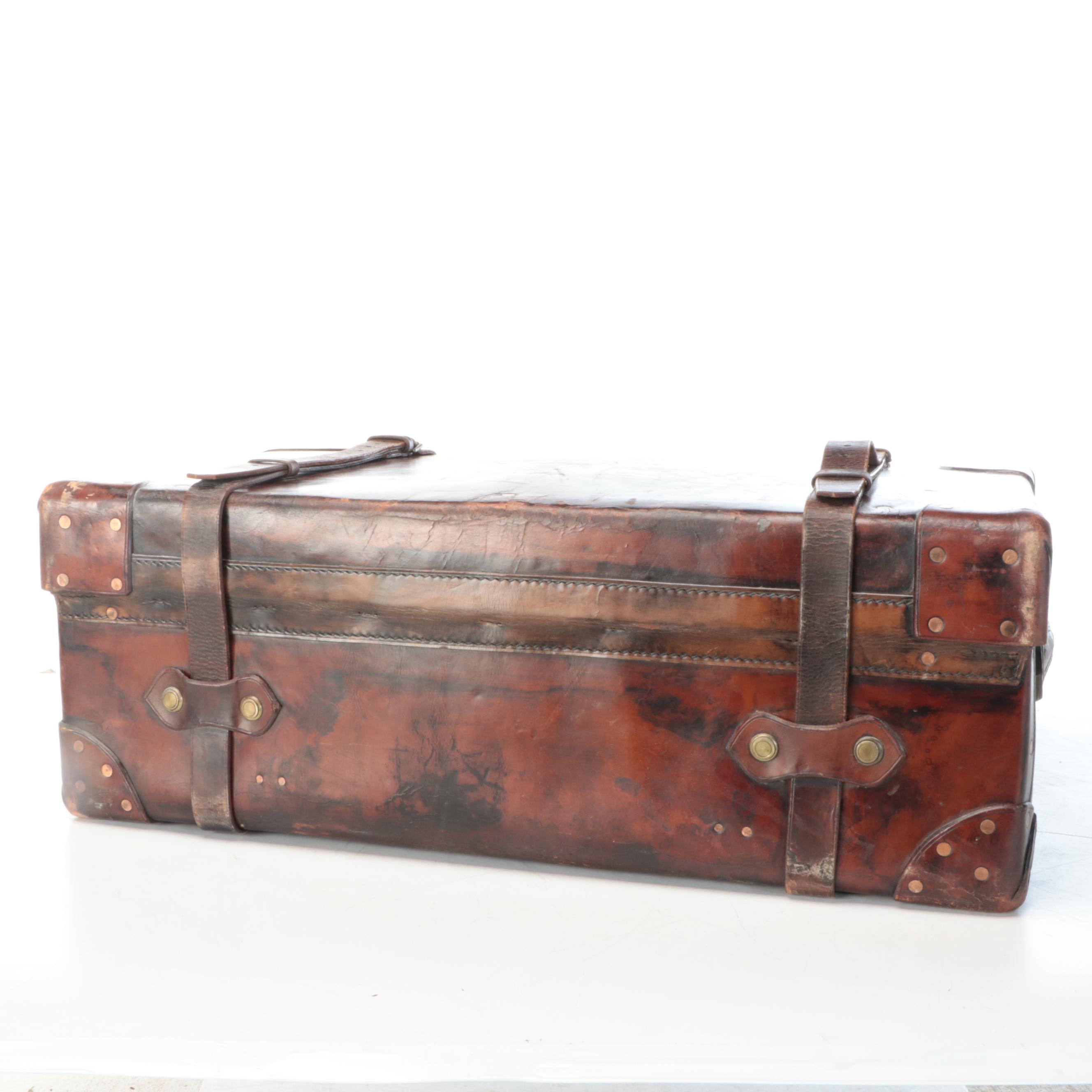 Marsh Leather and Metal Steamer Trunk