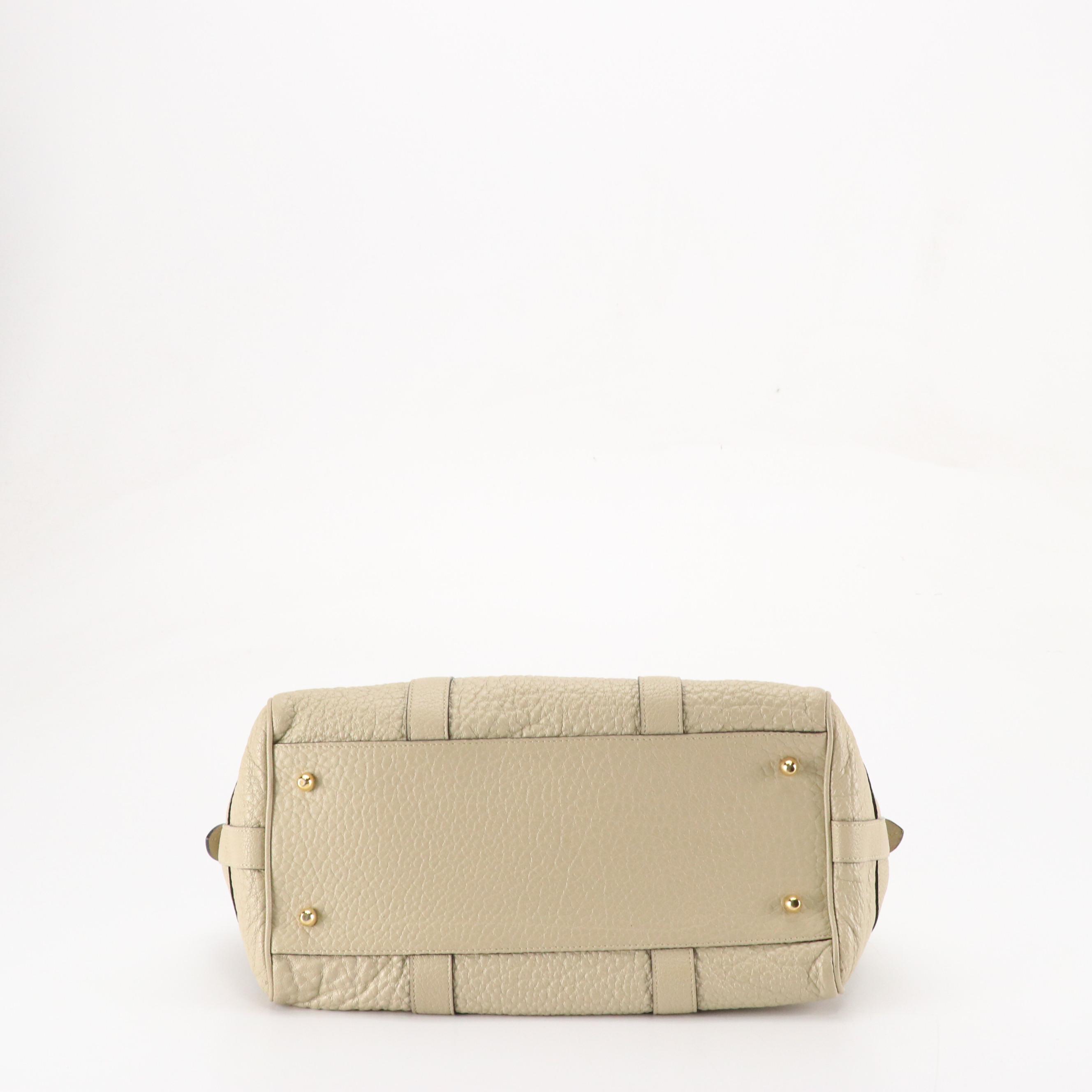 Loewe Zippered Handbag in Beige Grained Leather