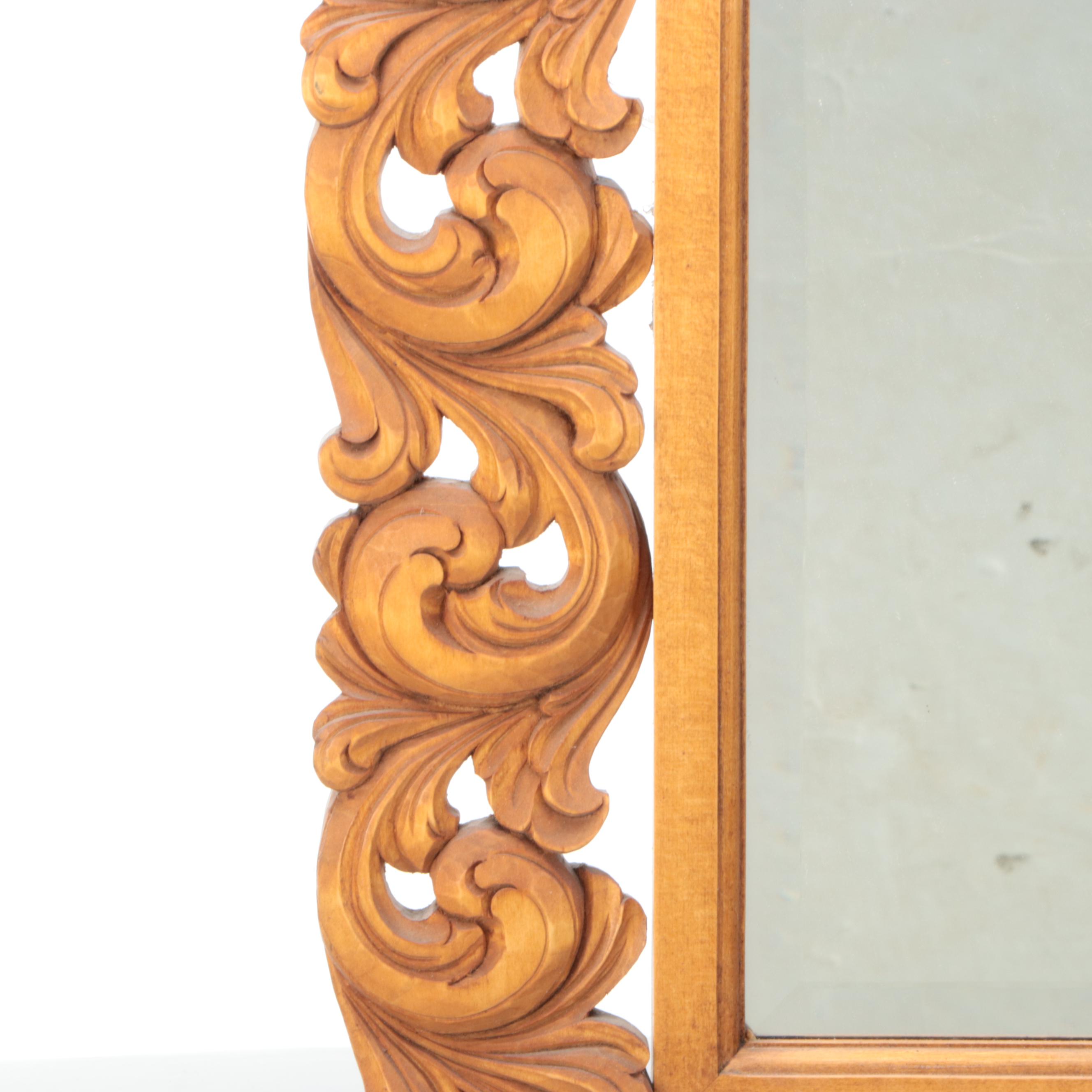 Baroque Style Carved Wooden Wall Mirror
