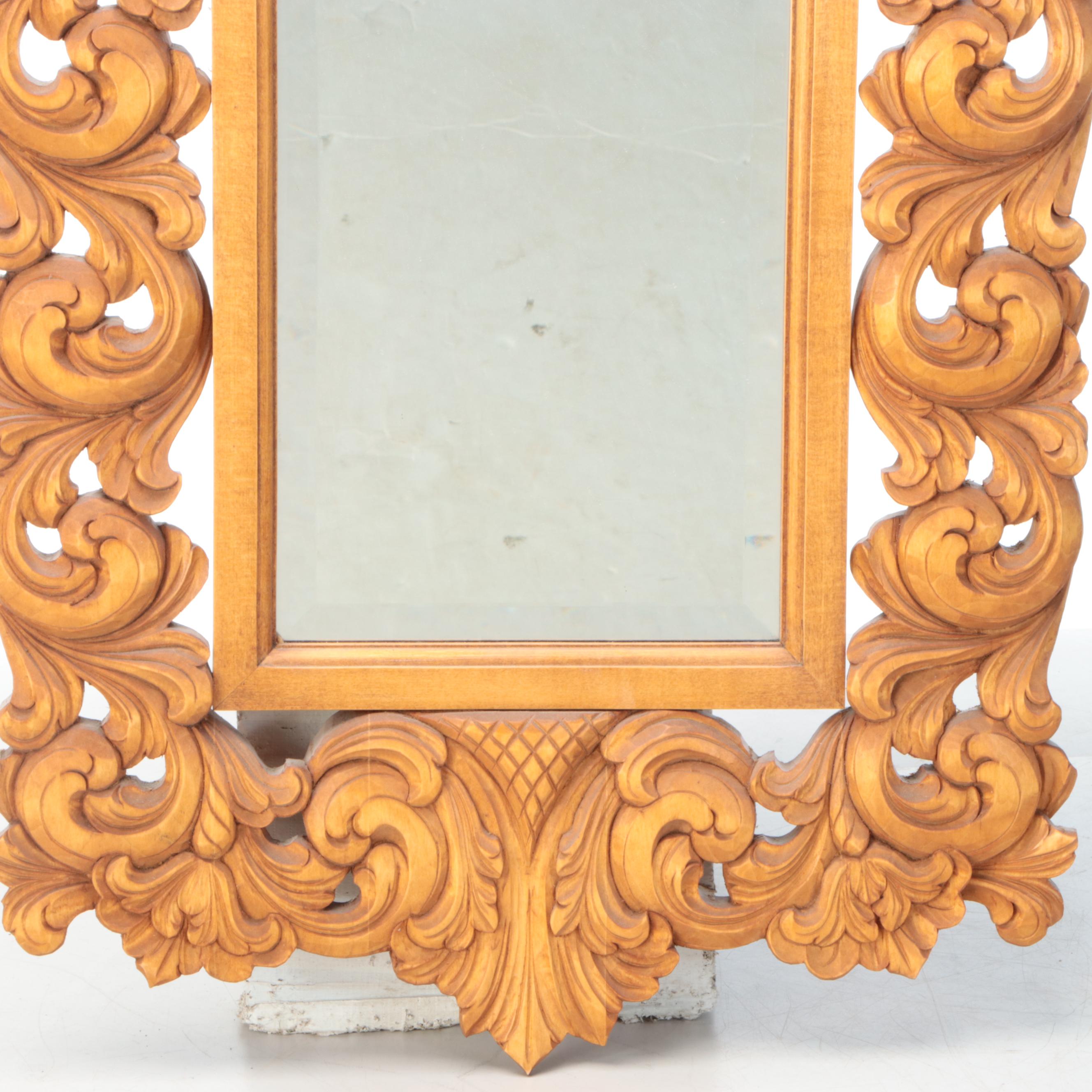 Baroque Style Carved Wooden Wall Mirror