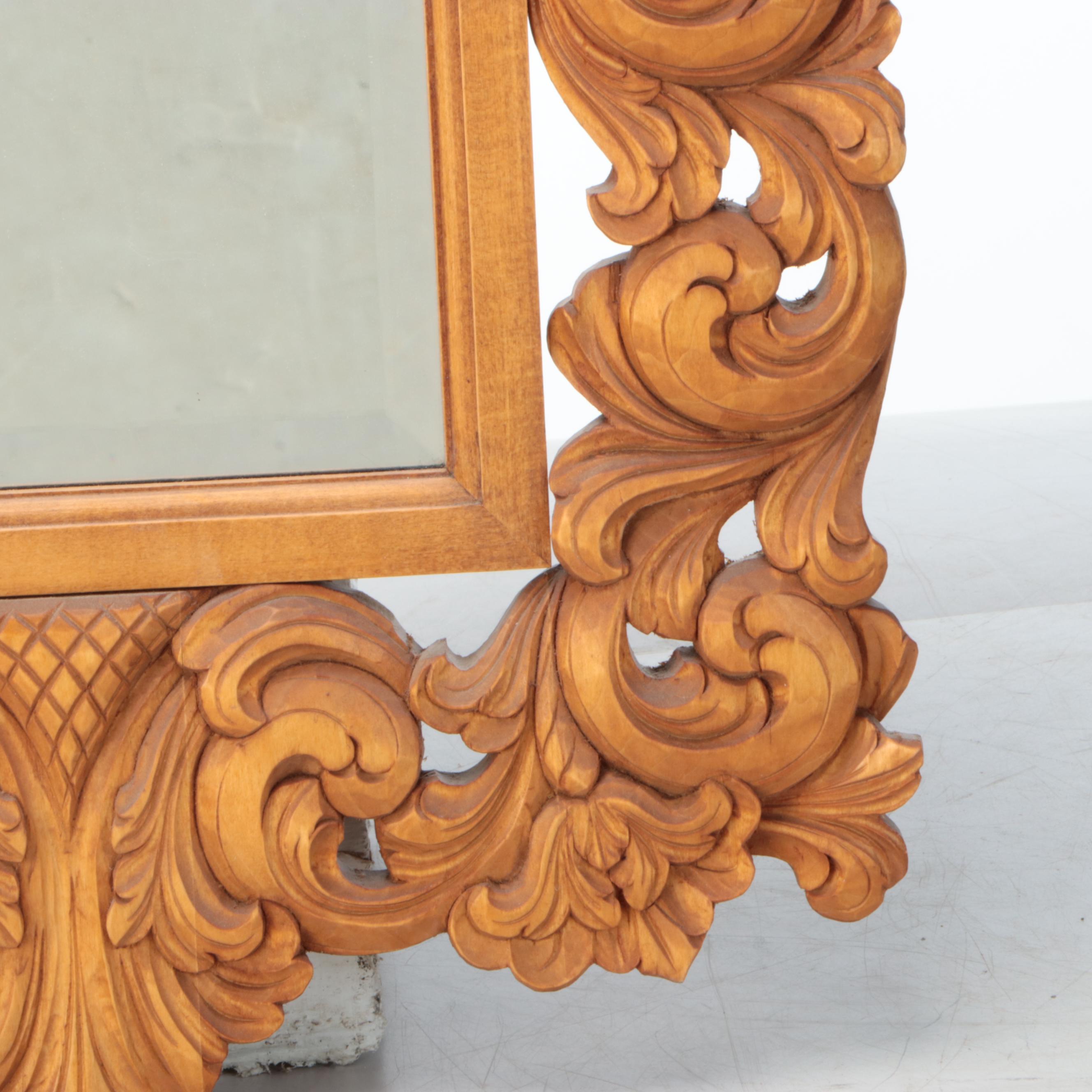 Baroque Style Carved Wooden Wall Mirror