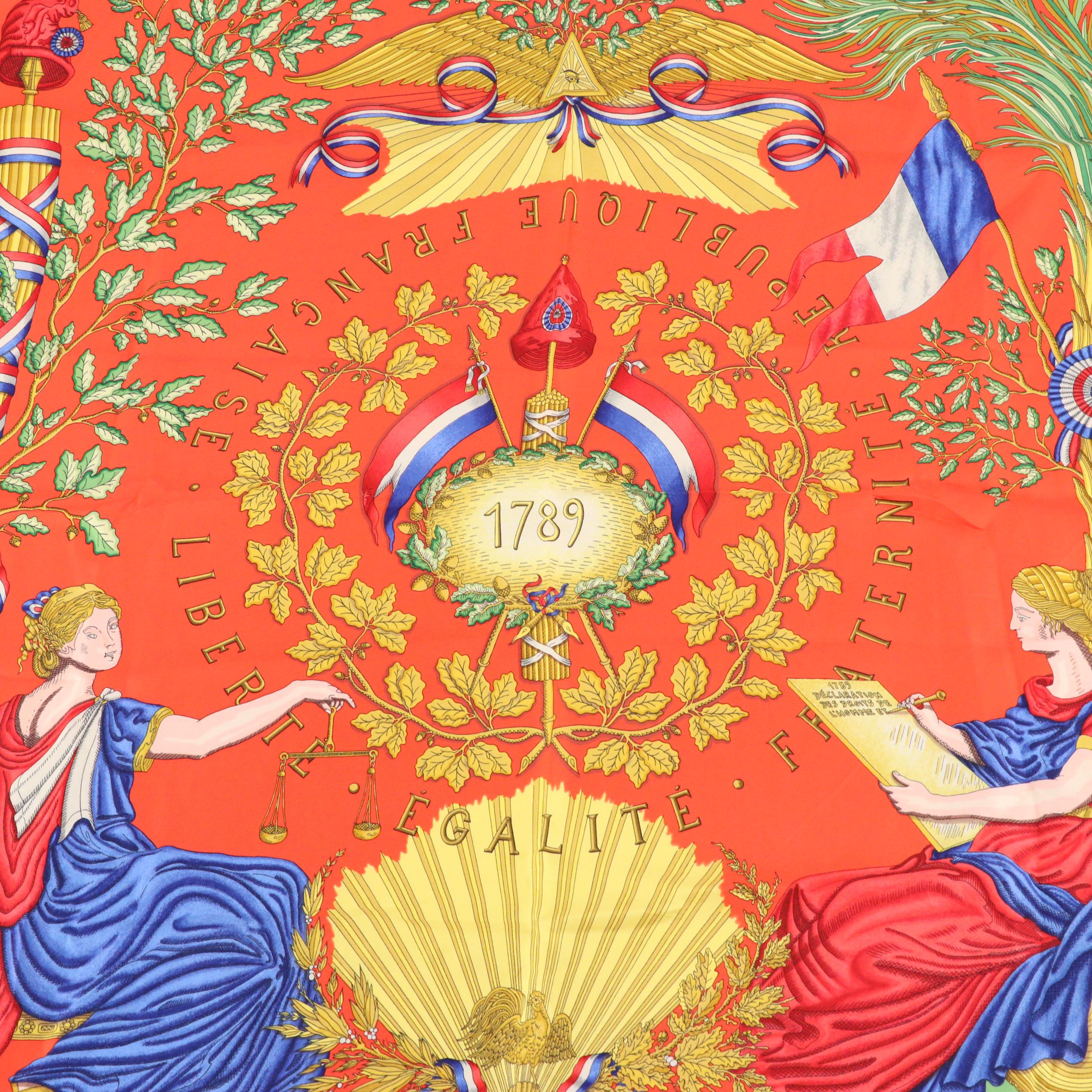 Hermès "République Française Liberté Égalité Fraternité - 1789" Silk Twill Scarf