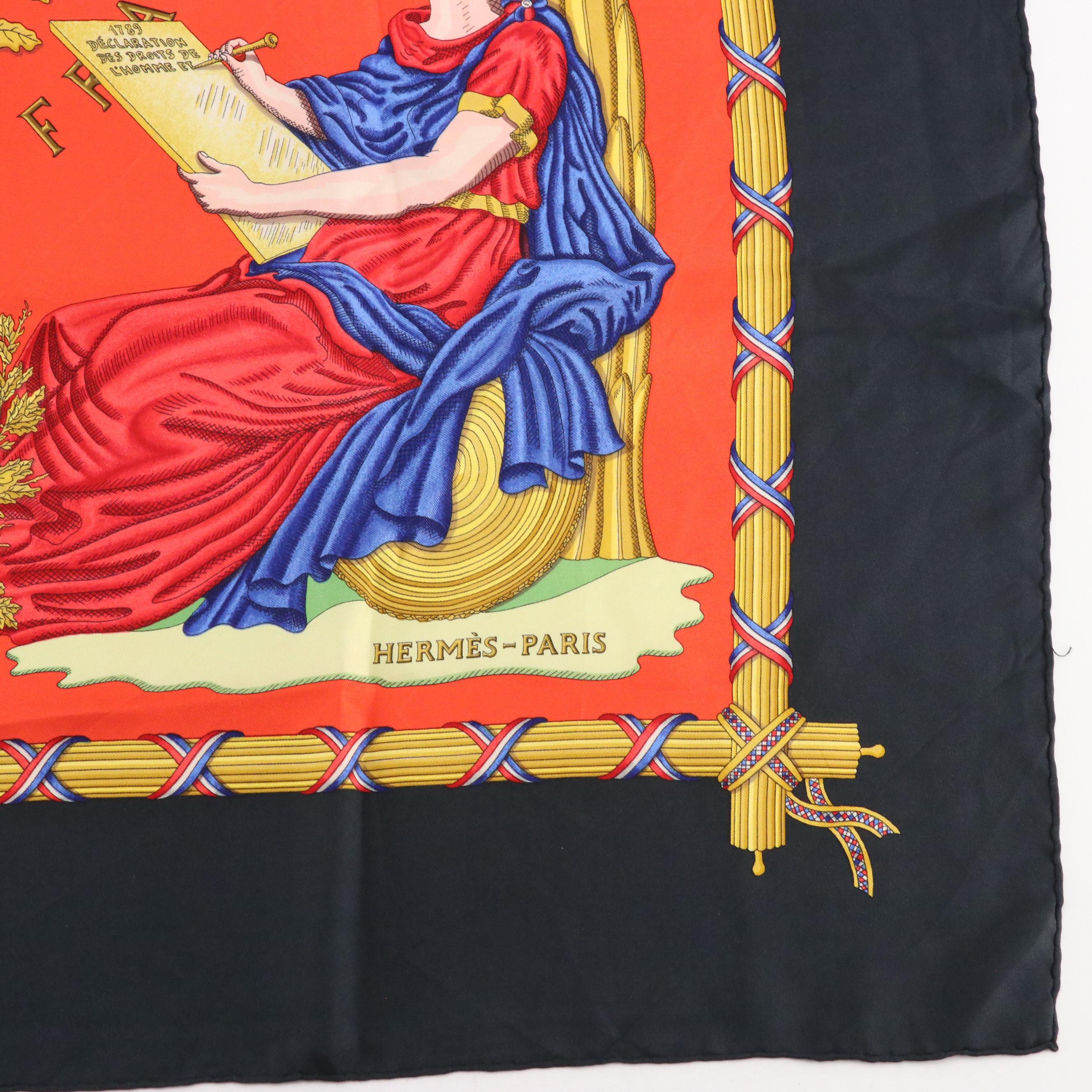 Hermès "République Française Liberté Égalité Fraternité - 1789" Silk Twill Scarf