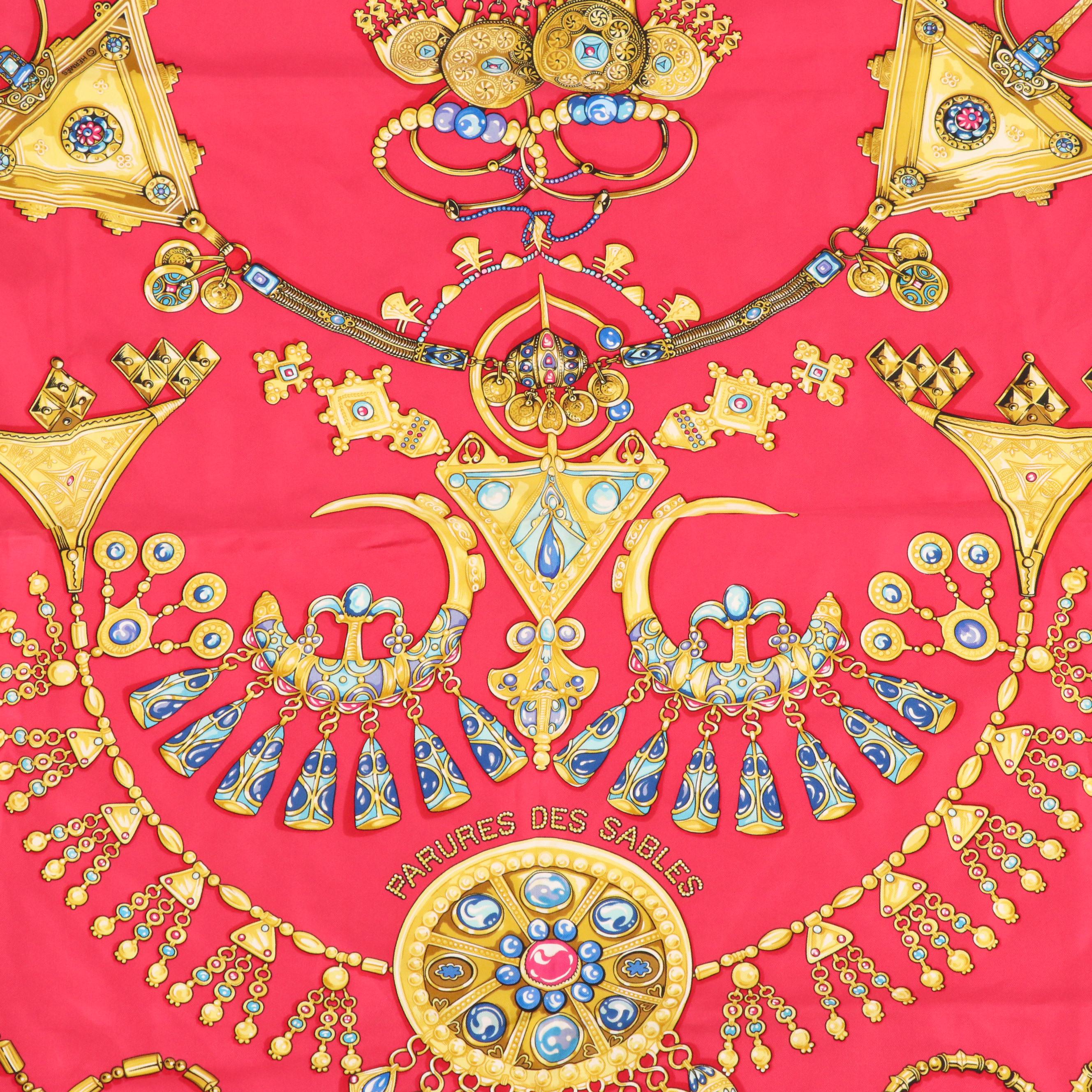 Hermès "Parures des Sables" Silk Twill Scarf 90