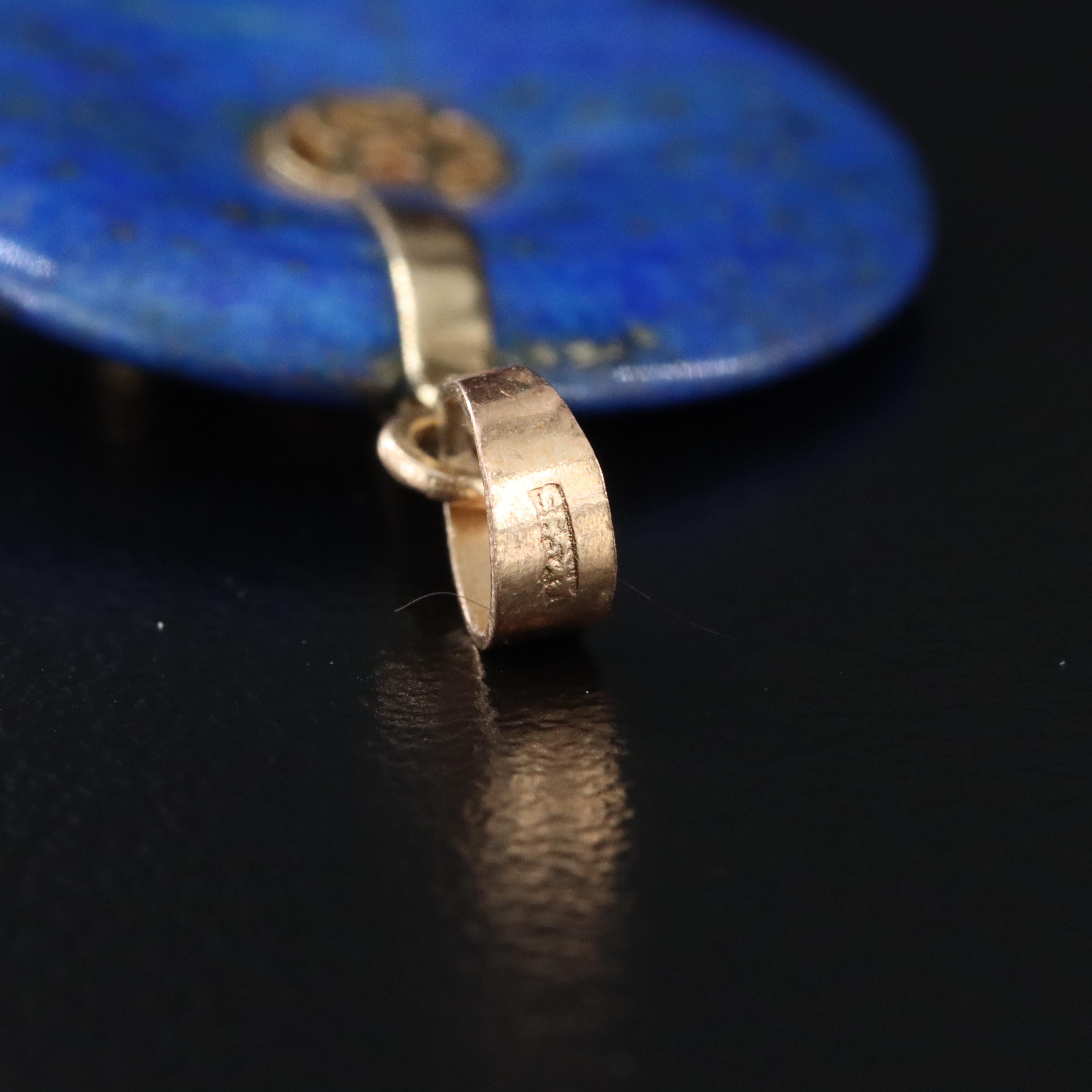 14K Lapis Lazuli Dragon Disc Pendant