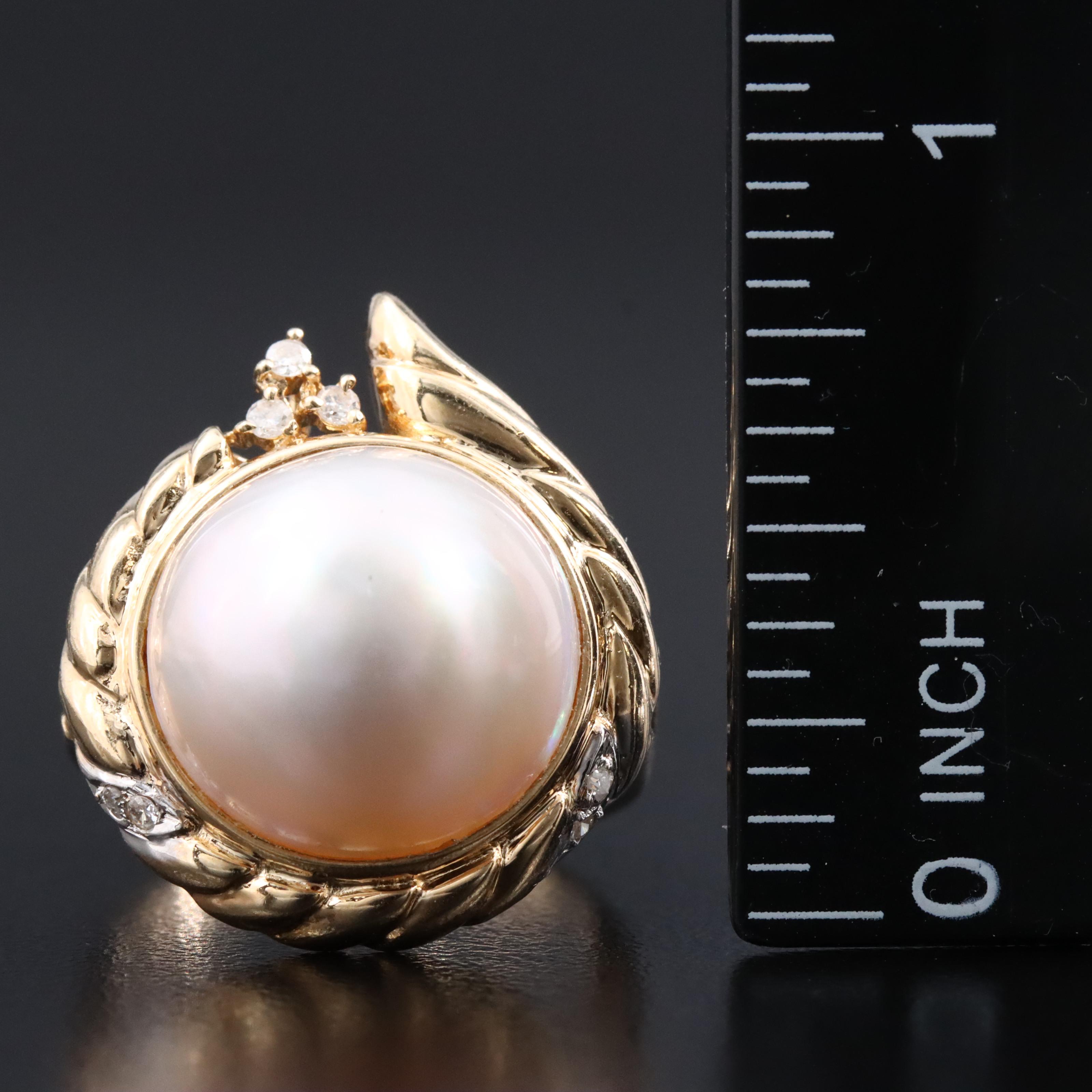 14K Mabé Pearl and Diamond Ring