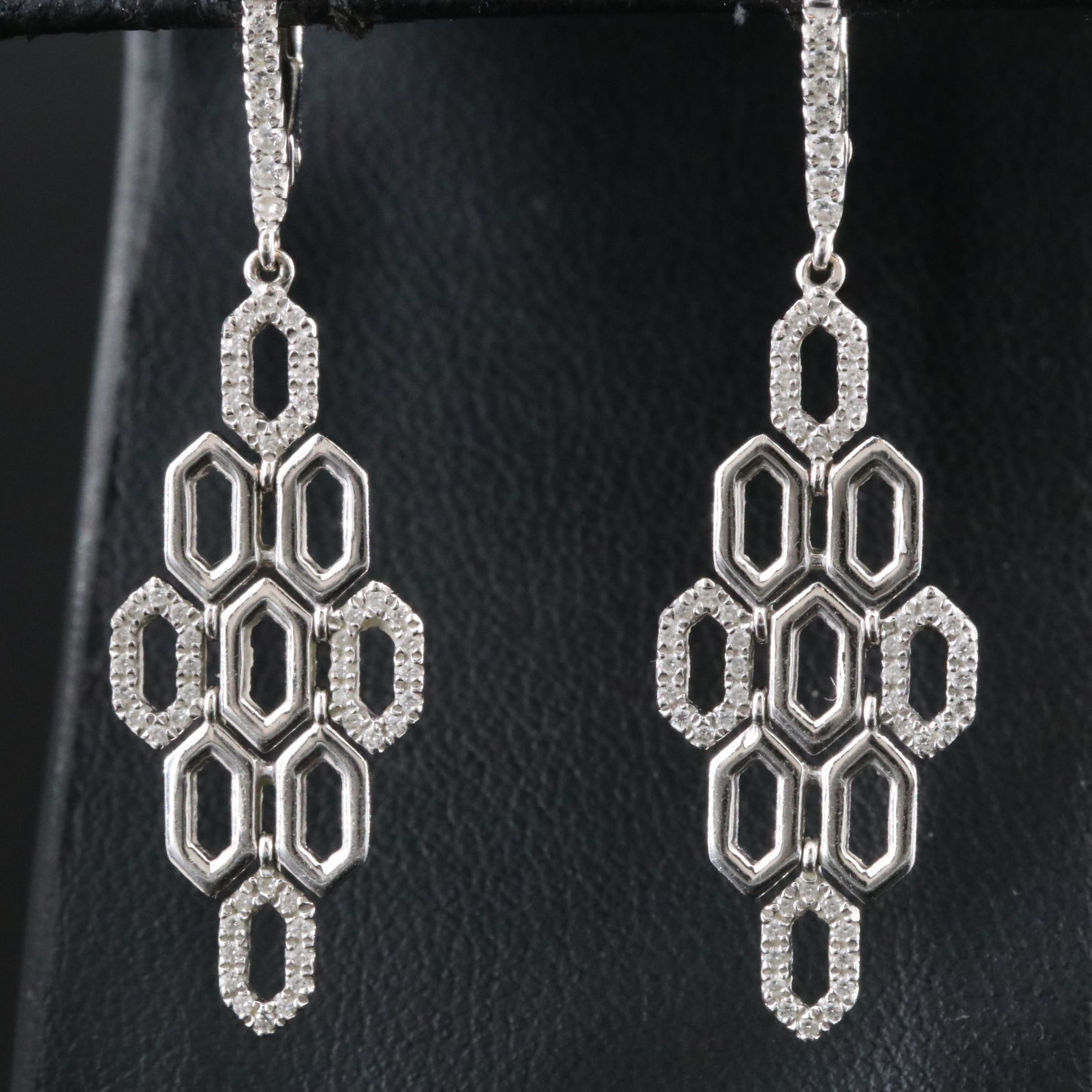Zeghani 14K 0.38 CTW Diamond Honeycomb Earrings and Pendant on 18K Necklace