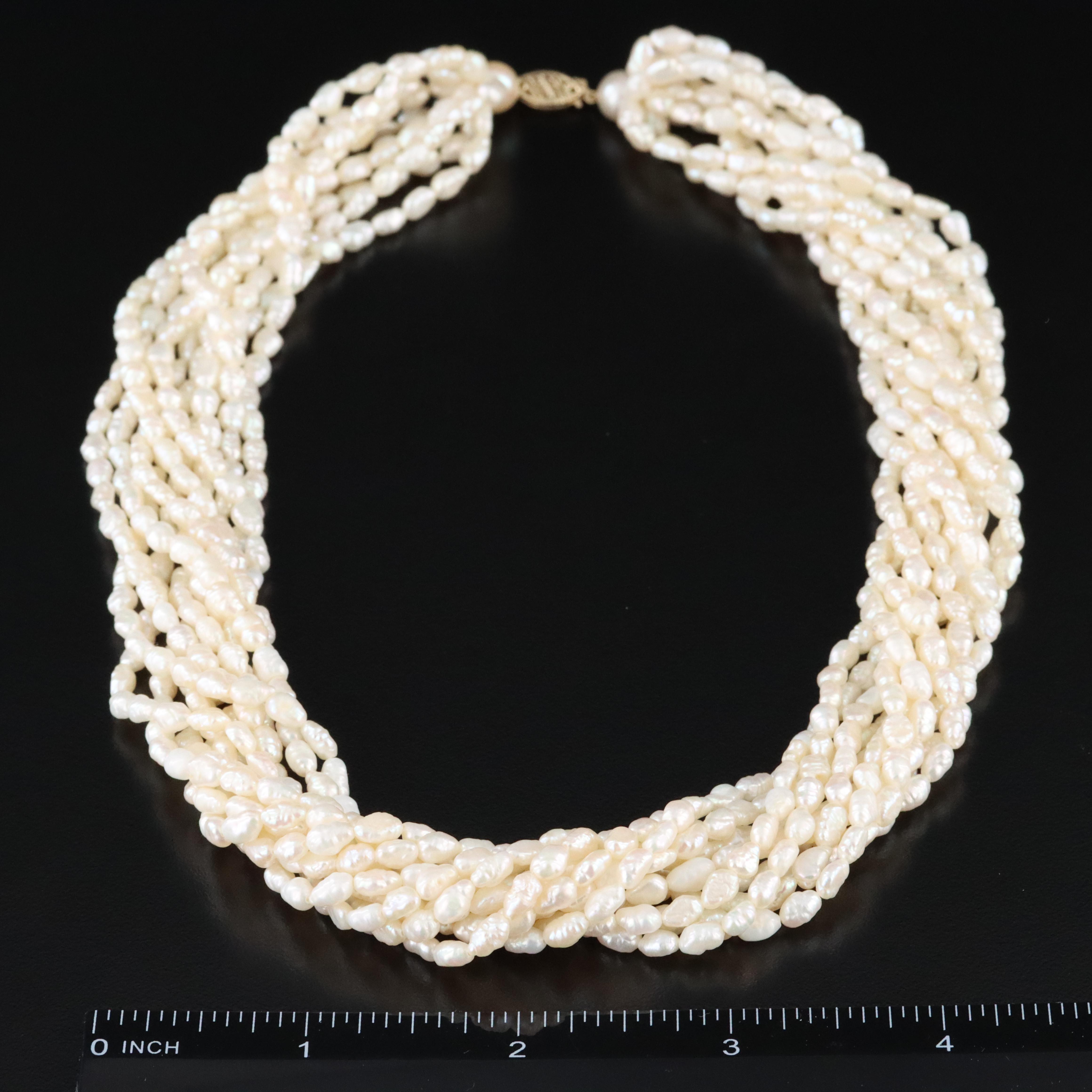 Pearl Torsade Necklace with 14K Clasp