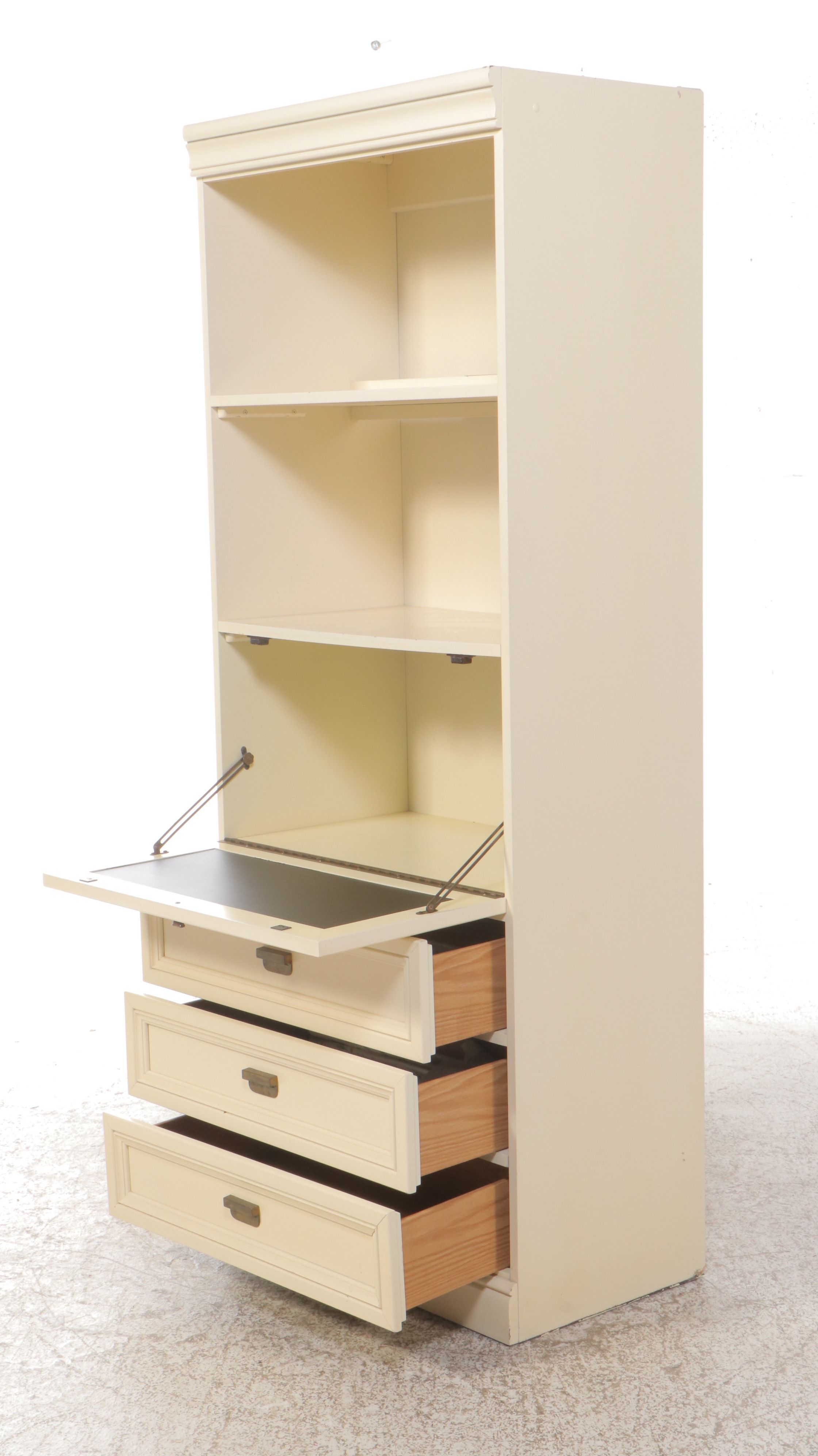 Paint-Decorated Wood Drop-Front Desk with Hutch, Late 20th Century