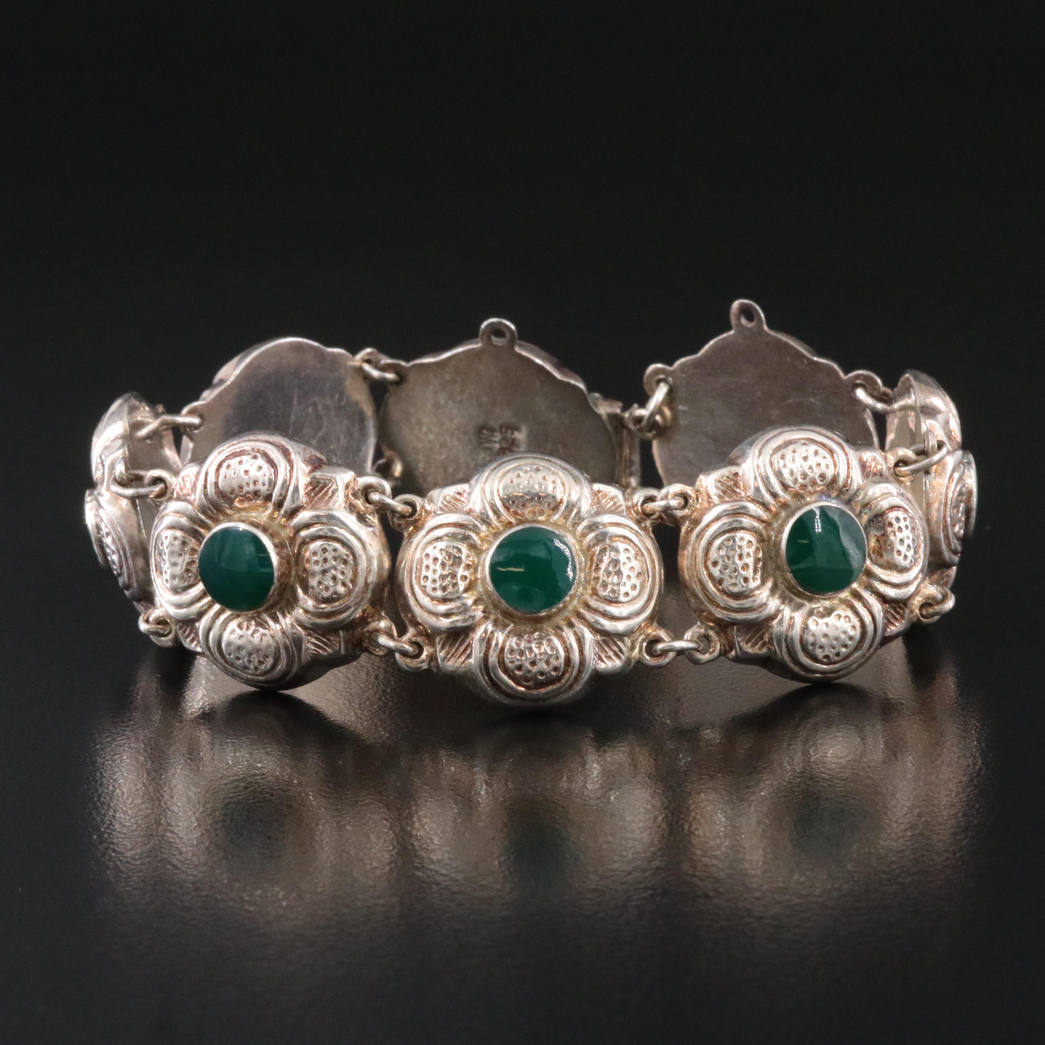 Sterling Glass Flower Bracelet