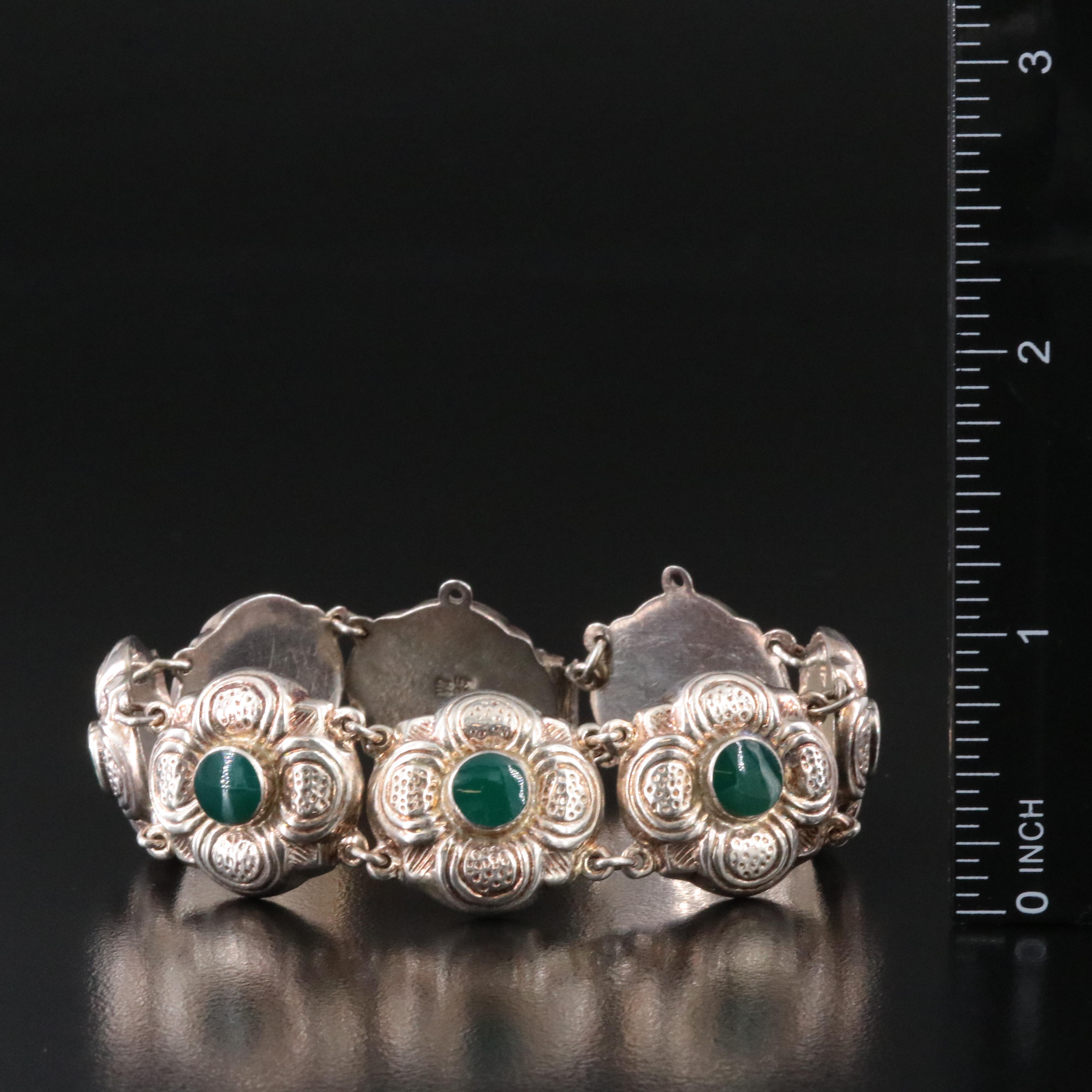 Sterling Glass Flower Bracelet