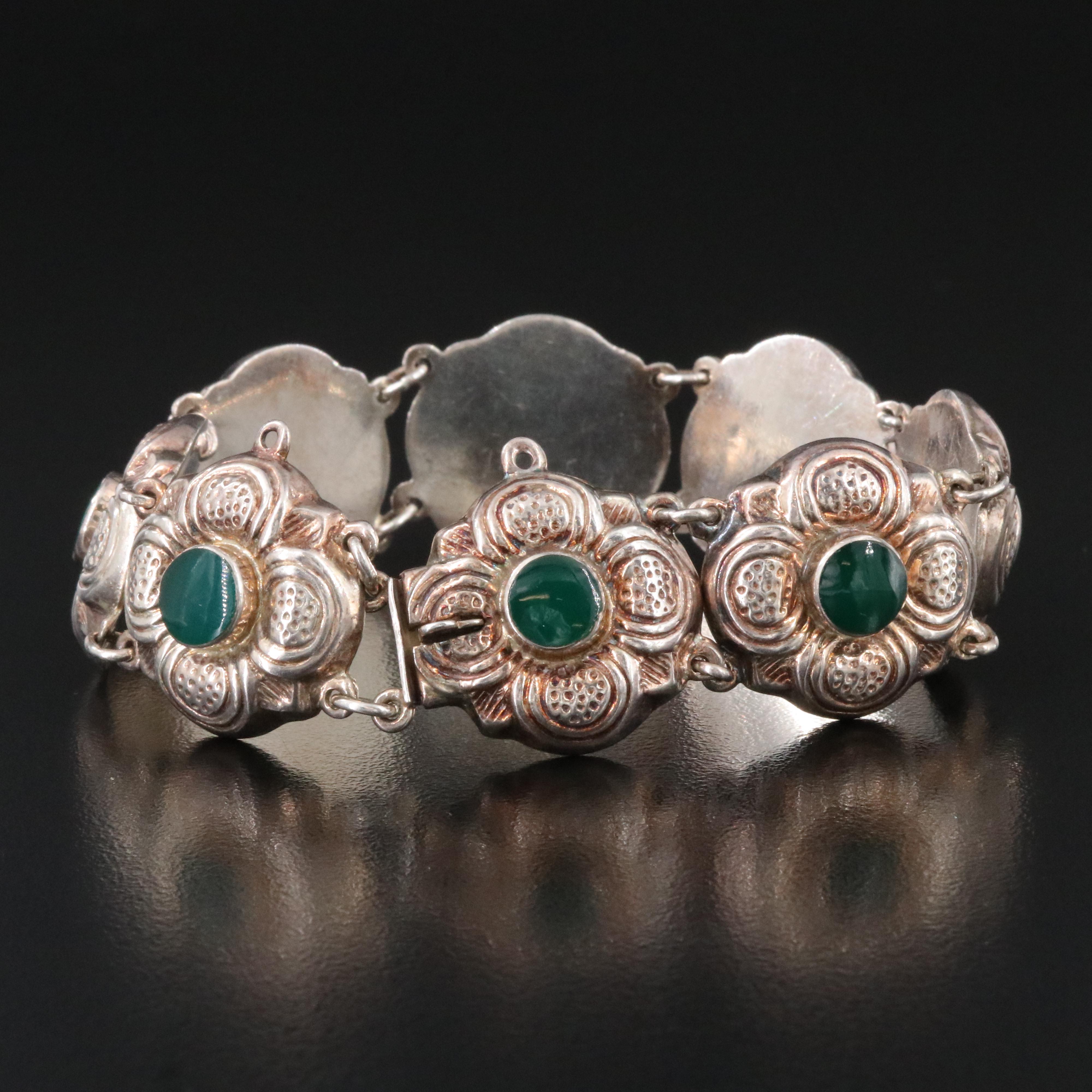 Sterling Glass Flower Bracelet