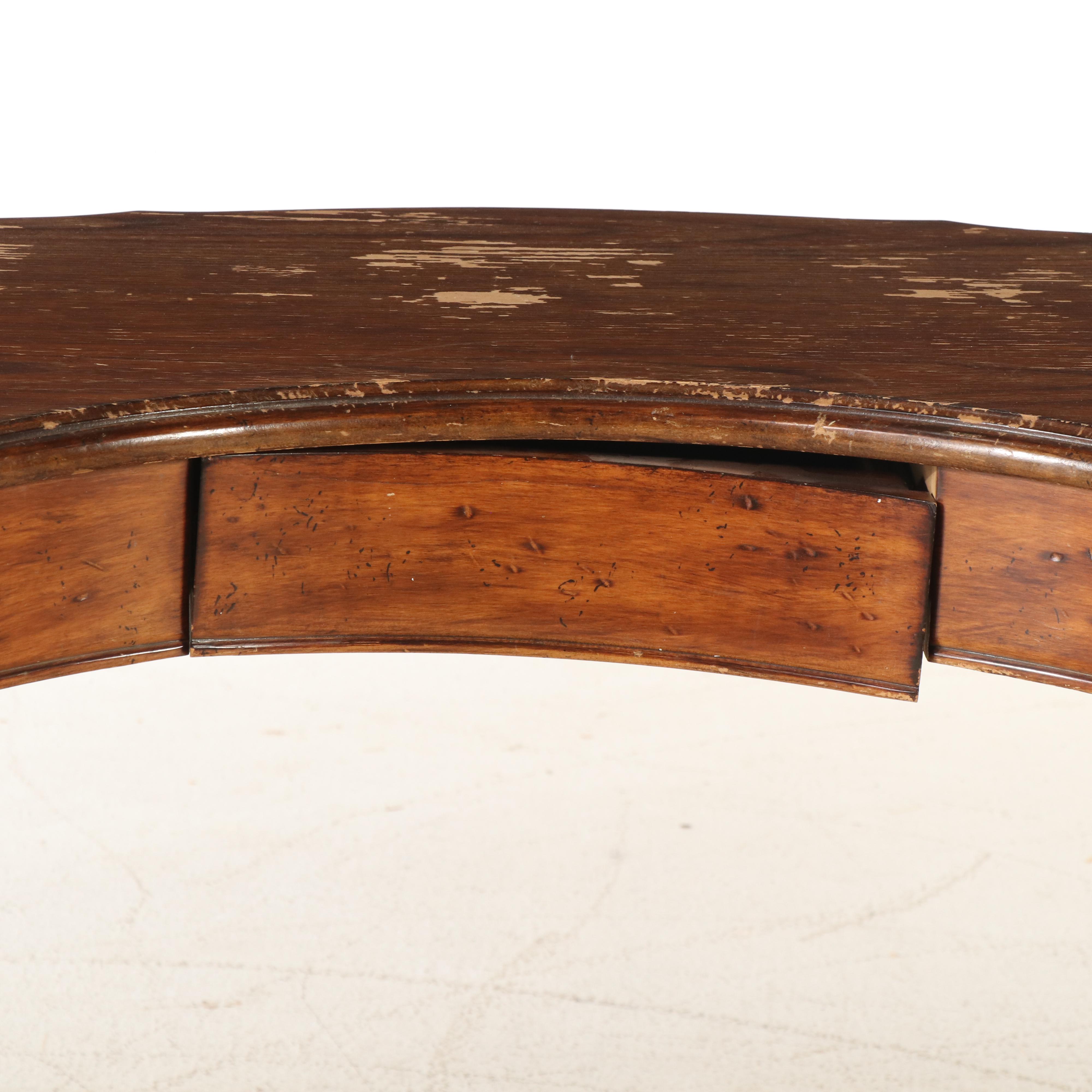 Louis XVI Style Oak Demilune Table