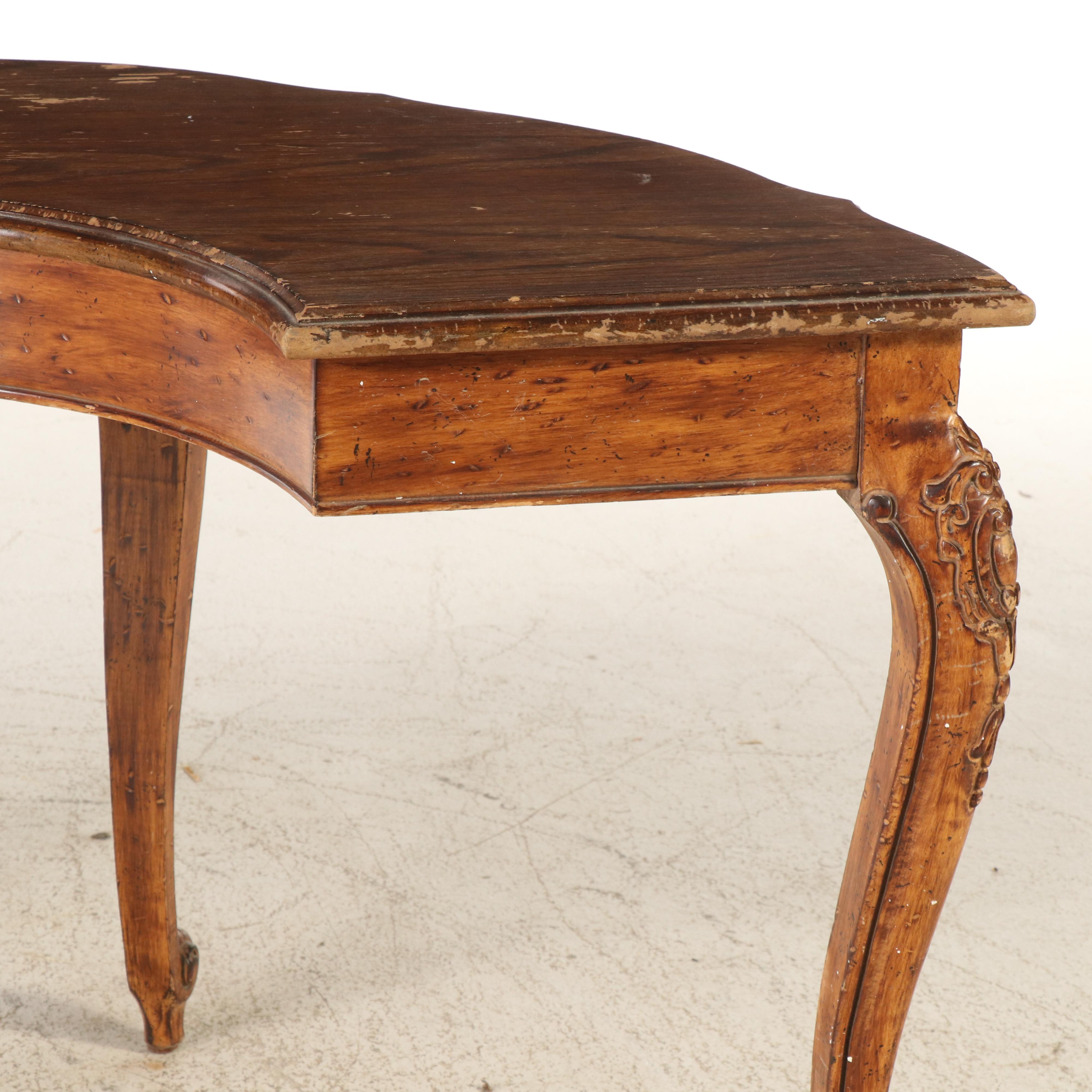 Louis XVI Style Oak Demilune Table