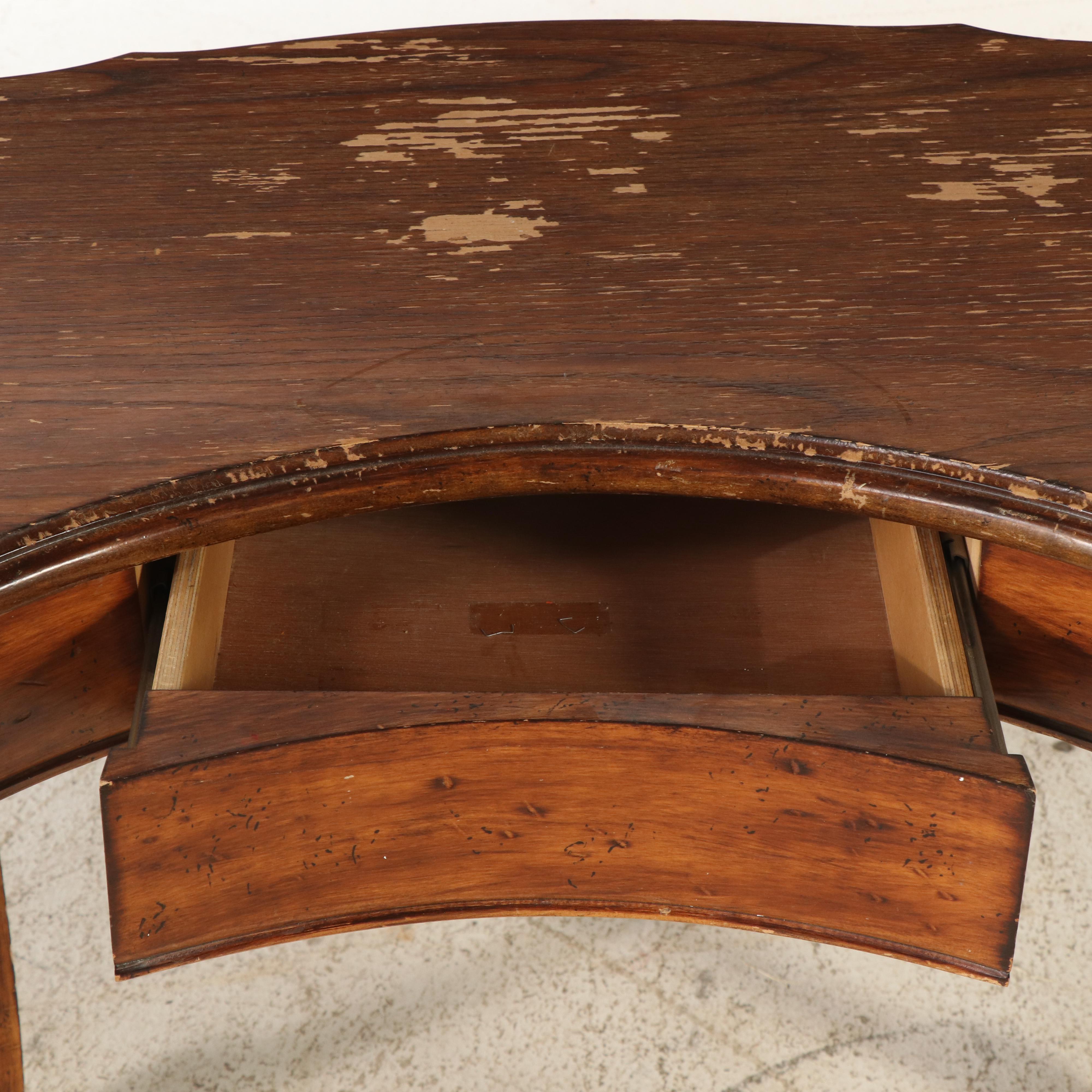 Louis XVI Style Oak Demilune Table