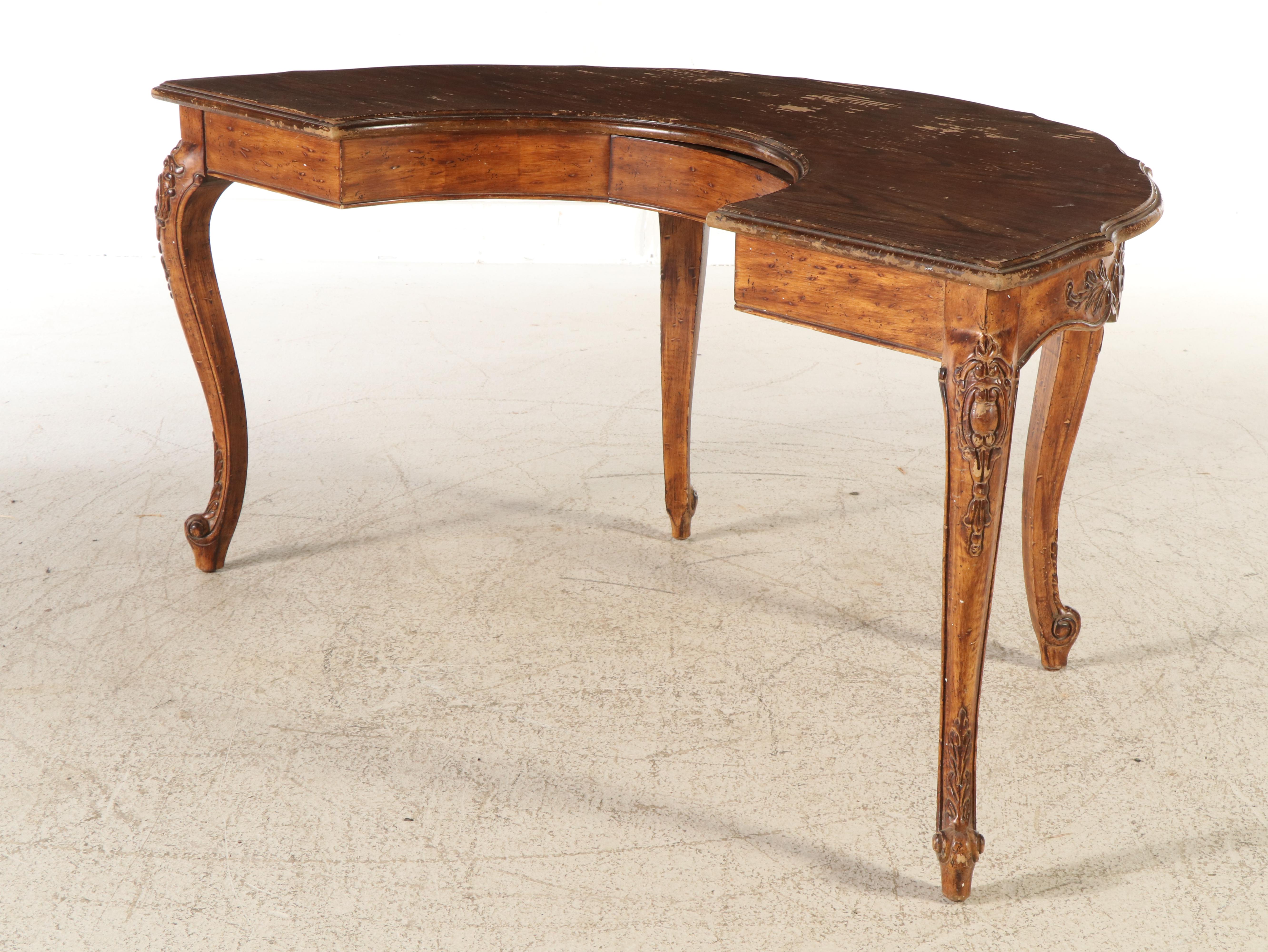 Louis XVI Style Oak Demilune Table