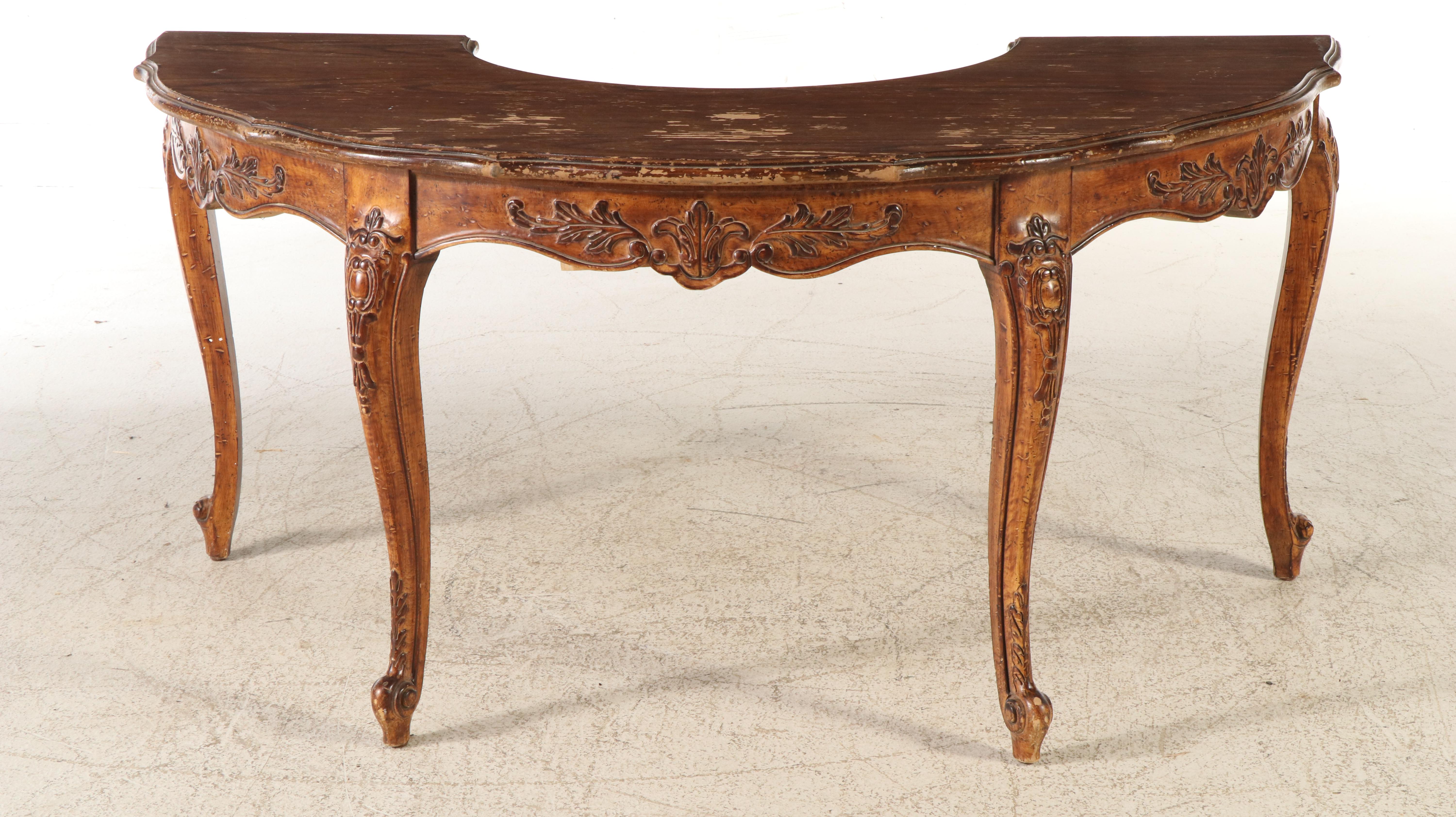 Louis XVI Style Oak Demilune Table