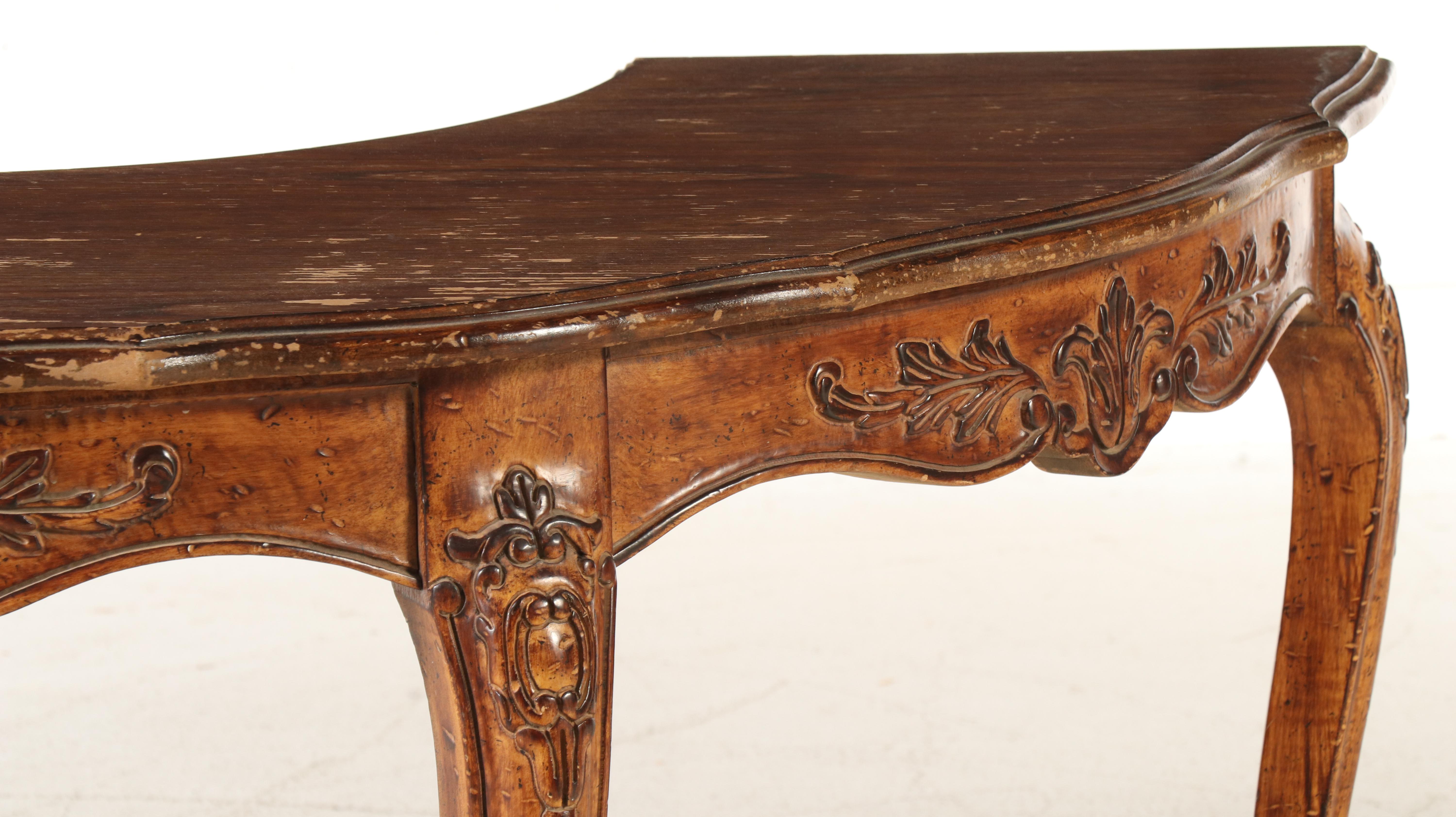 Louis XVI Style Oak Demilune Table