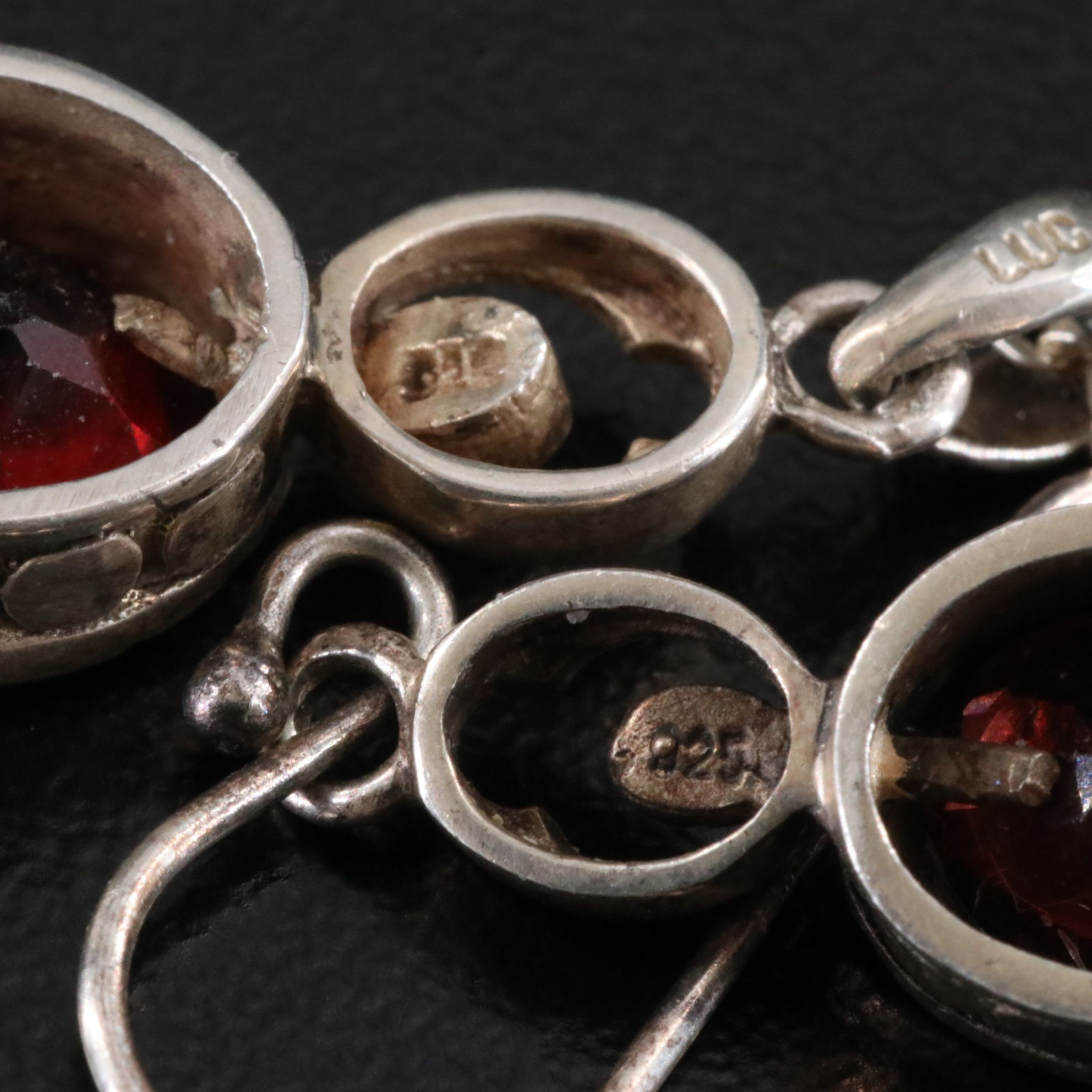 Sterling Garnet Earrings and Pendant Necklace