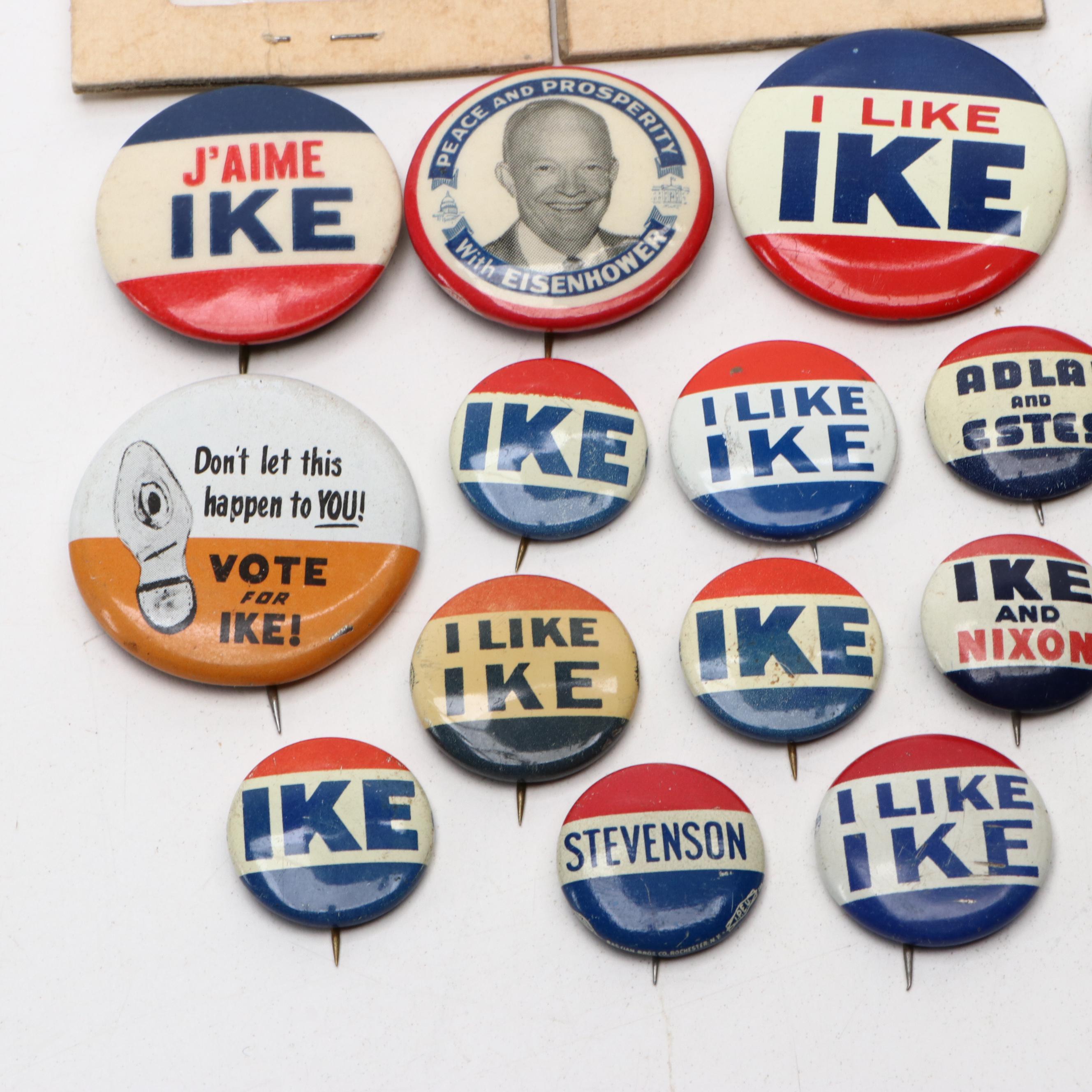 Dwight D. Eisenhower and Adlai Stevenson Campaign Pinbacks and Tokens, 1950s