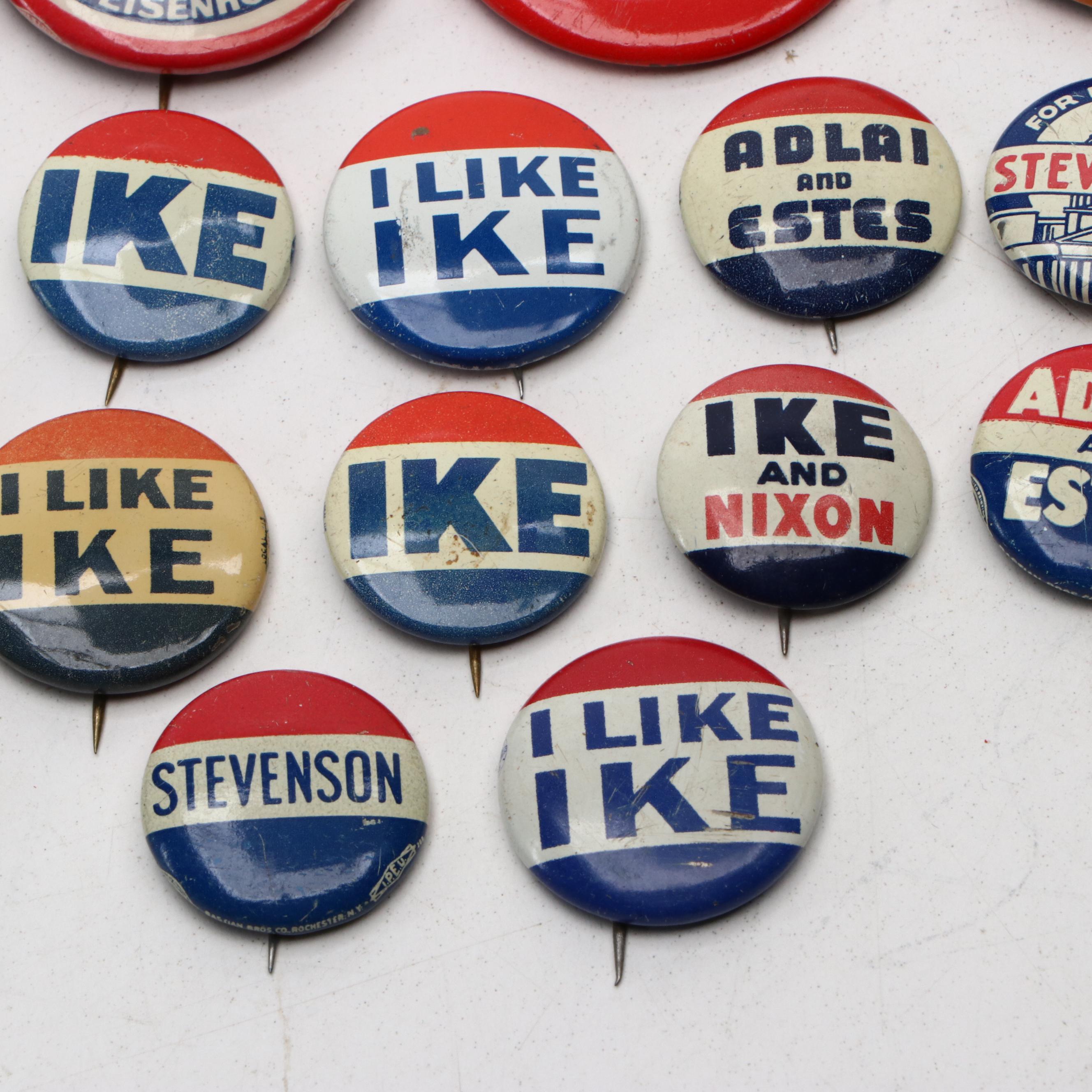 Dwight D. Eisenhower and Adlai Stevenson Campaign Pinbacks and Tokens, 1950s