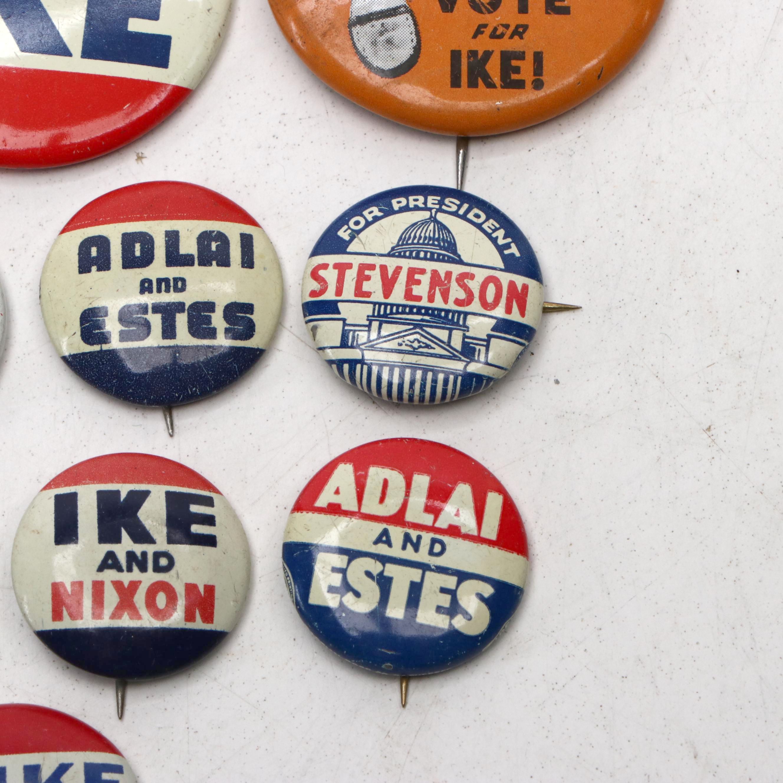 Dwight D. Eisenhower and Adlai Stevenson Campaign Pinbacks and Tokens, 1950s