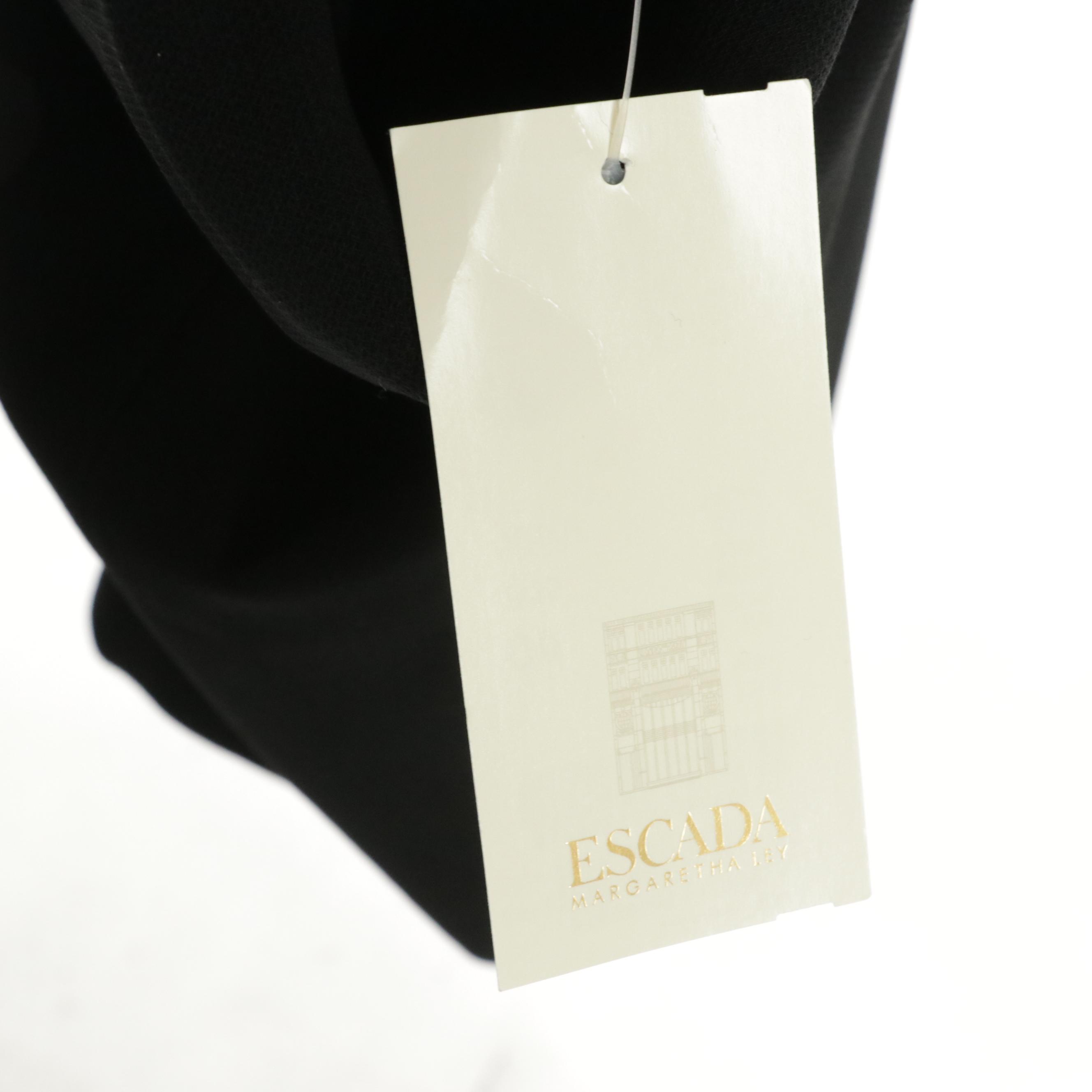 Escada Black Stretch Lace-Trimmed Bodysuit and Black Wool Blend Skirt with Tags