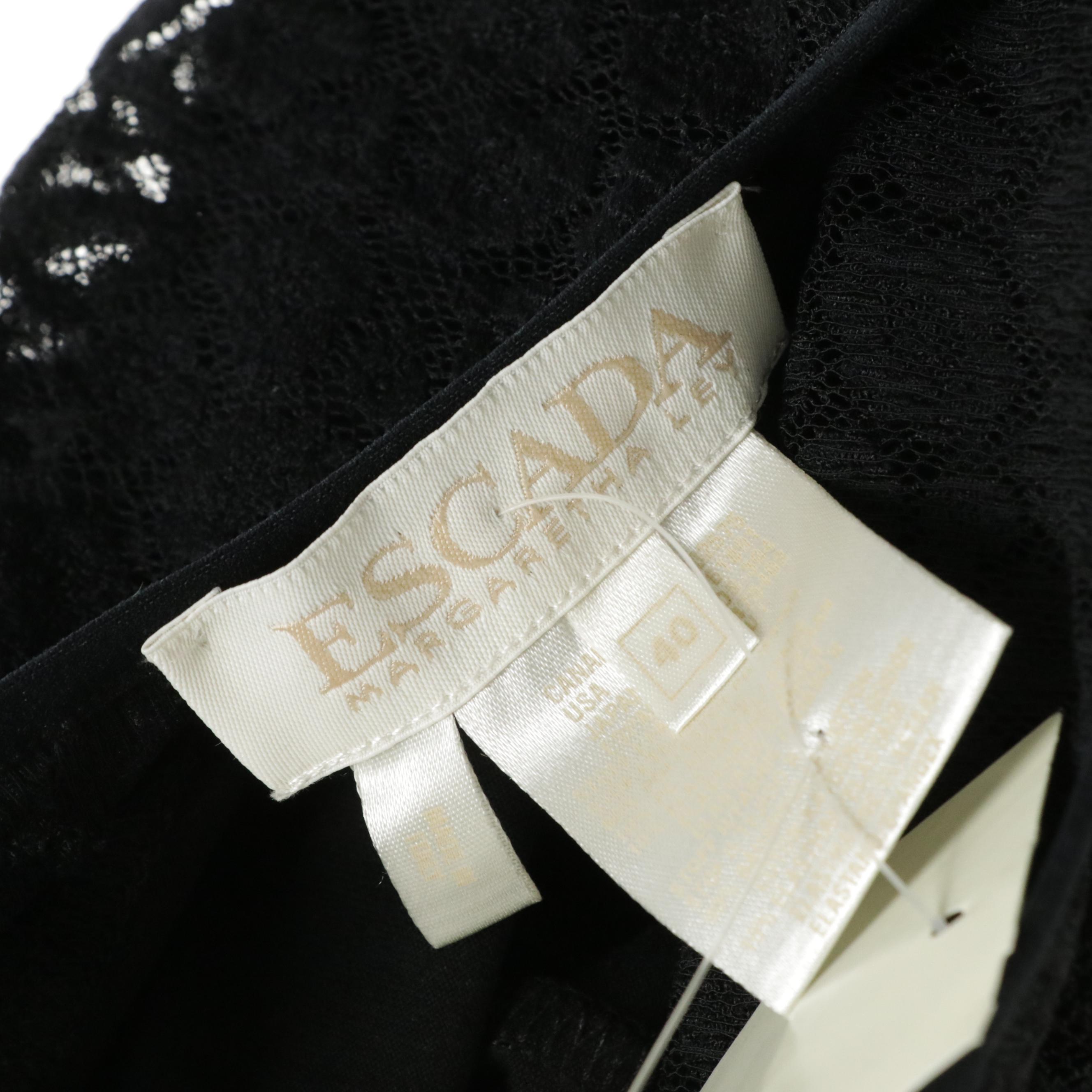 Escada Black Stretch Lace-Trimmed Bodysuit and Black Wool Blend Skirt with Tags