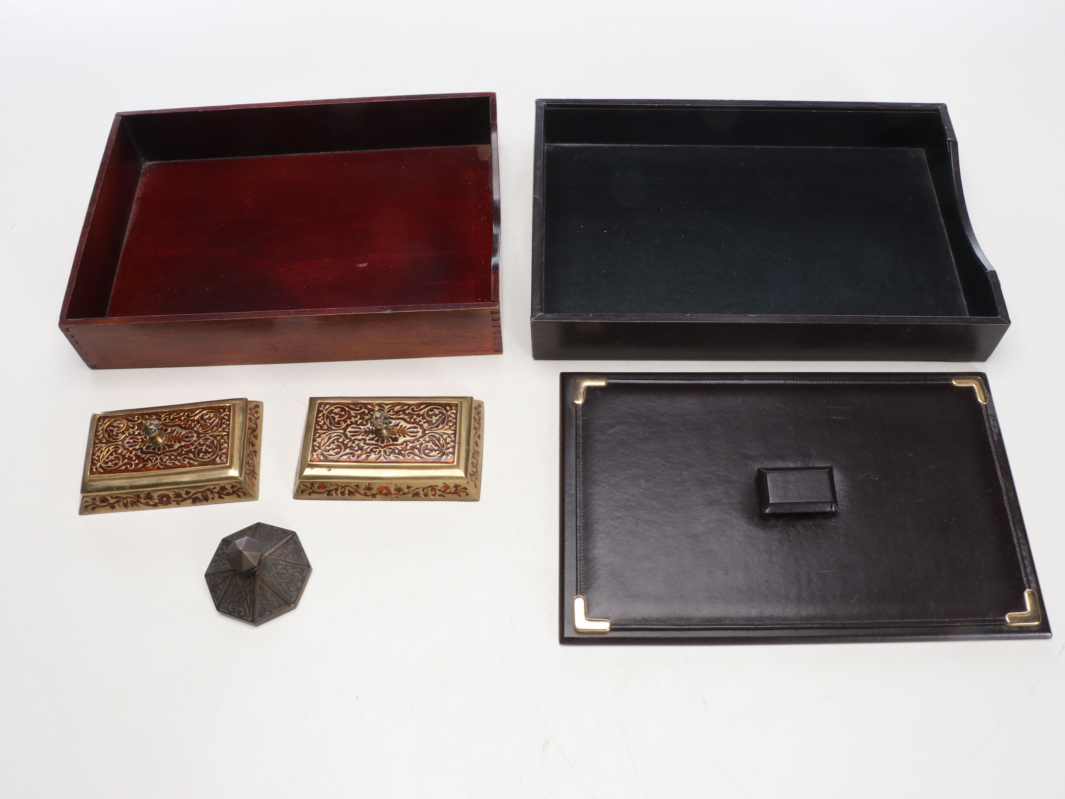 Stetson Leather Desk Mats with Other Leather, Wood, and Metal Office Décor