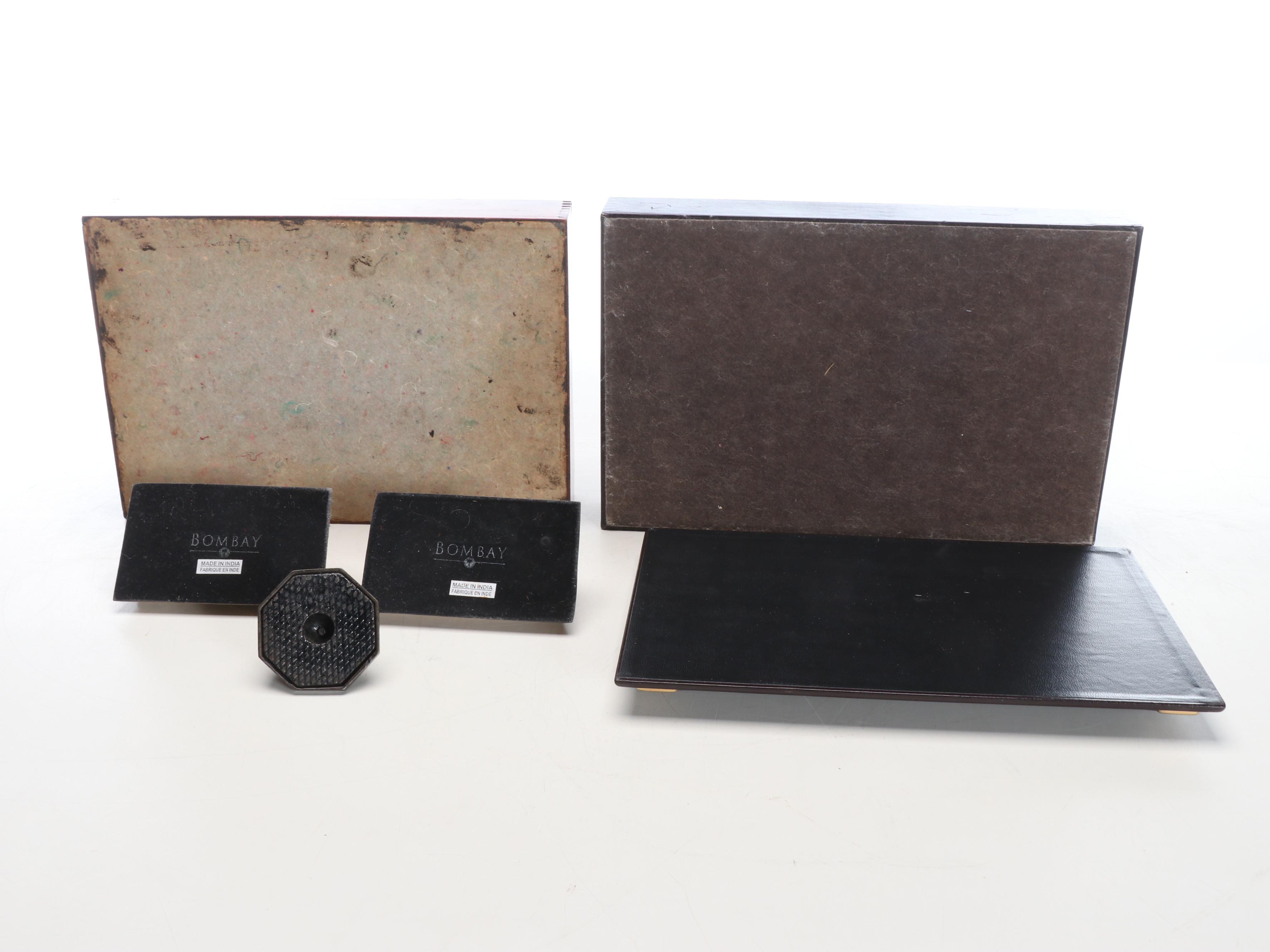 Stetson Leather Desk Mats with Other Leather, Wood, and Metal Office Décor