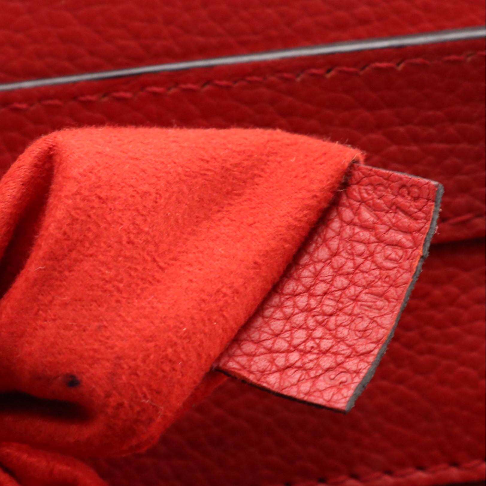 Céline Mini Luggage Tote in Red Grained Calfskin Leather