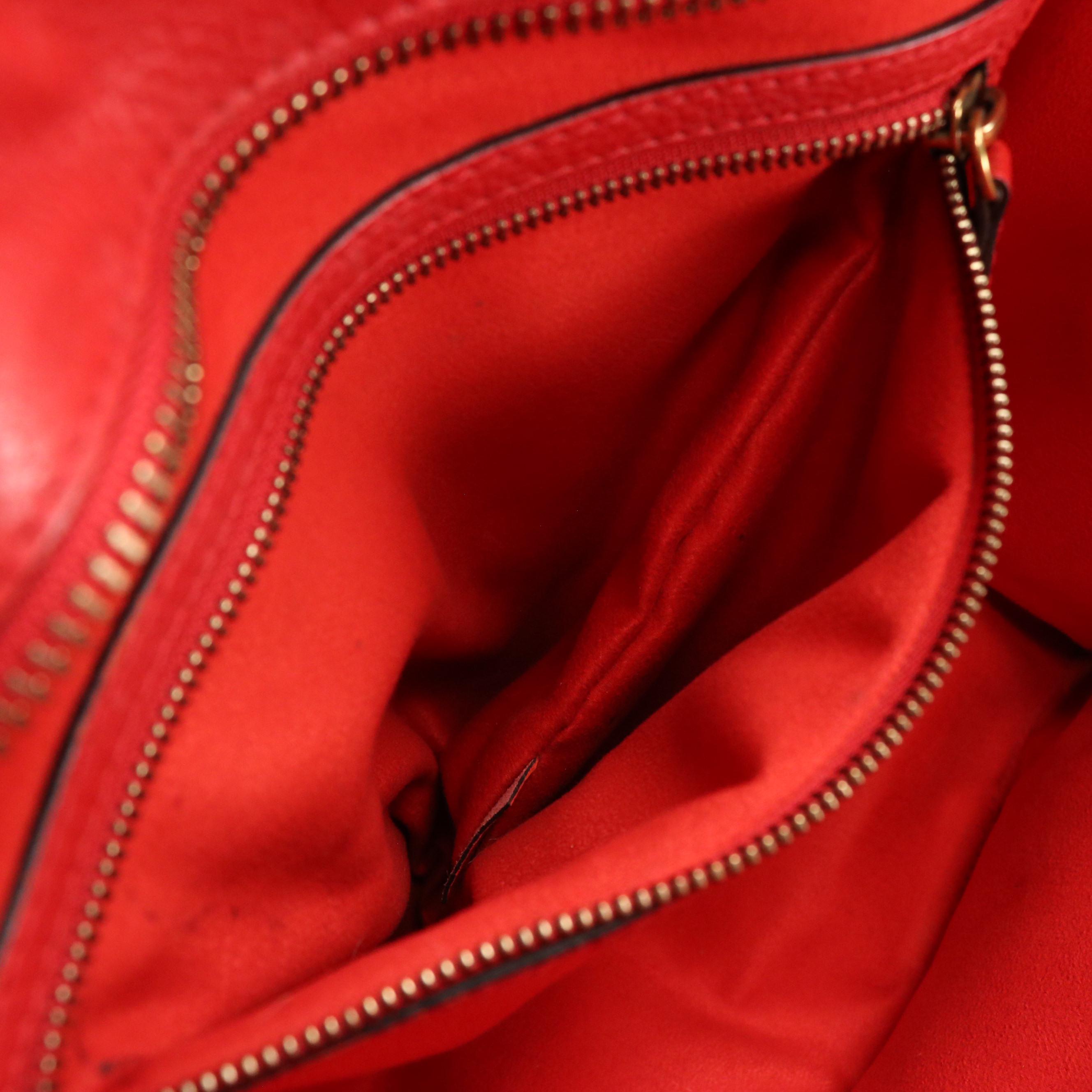 Céline Mini Luggage Tote in Red Grained Calfskin Leather