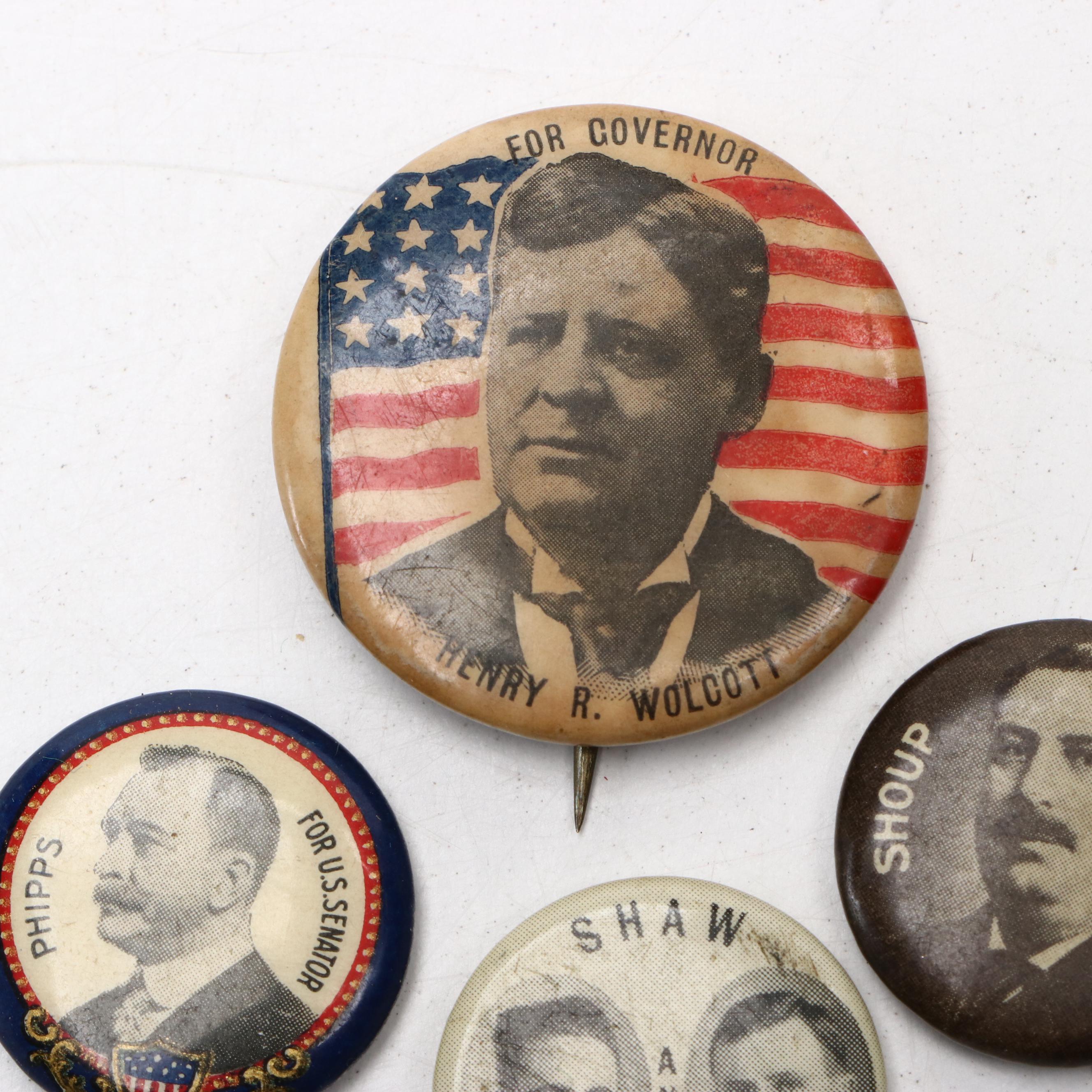 Henry R. Wolcott, Oliver H. Schoup and Other Colorado Republican Pinbacks