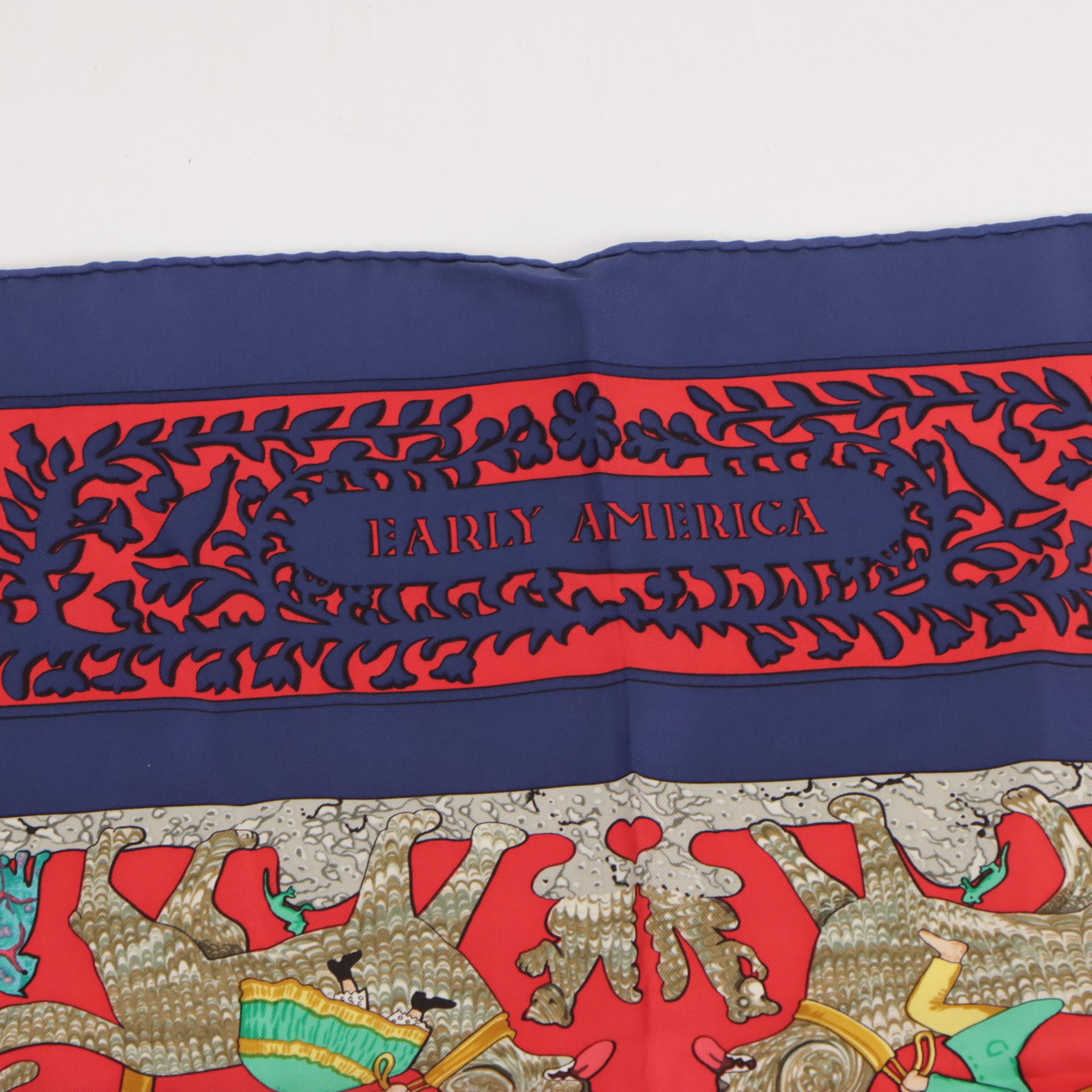 Hermès "Early America" Scarf 90 in Silk Twill