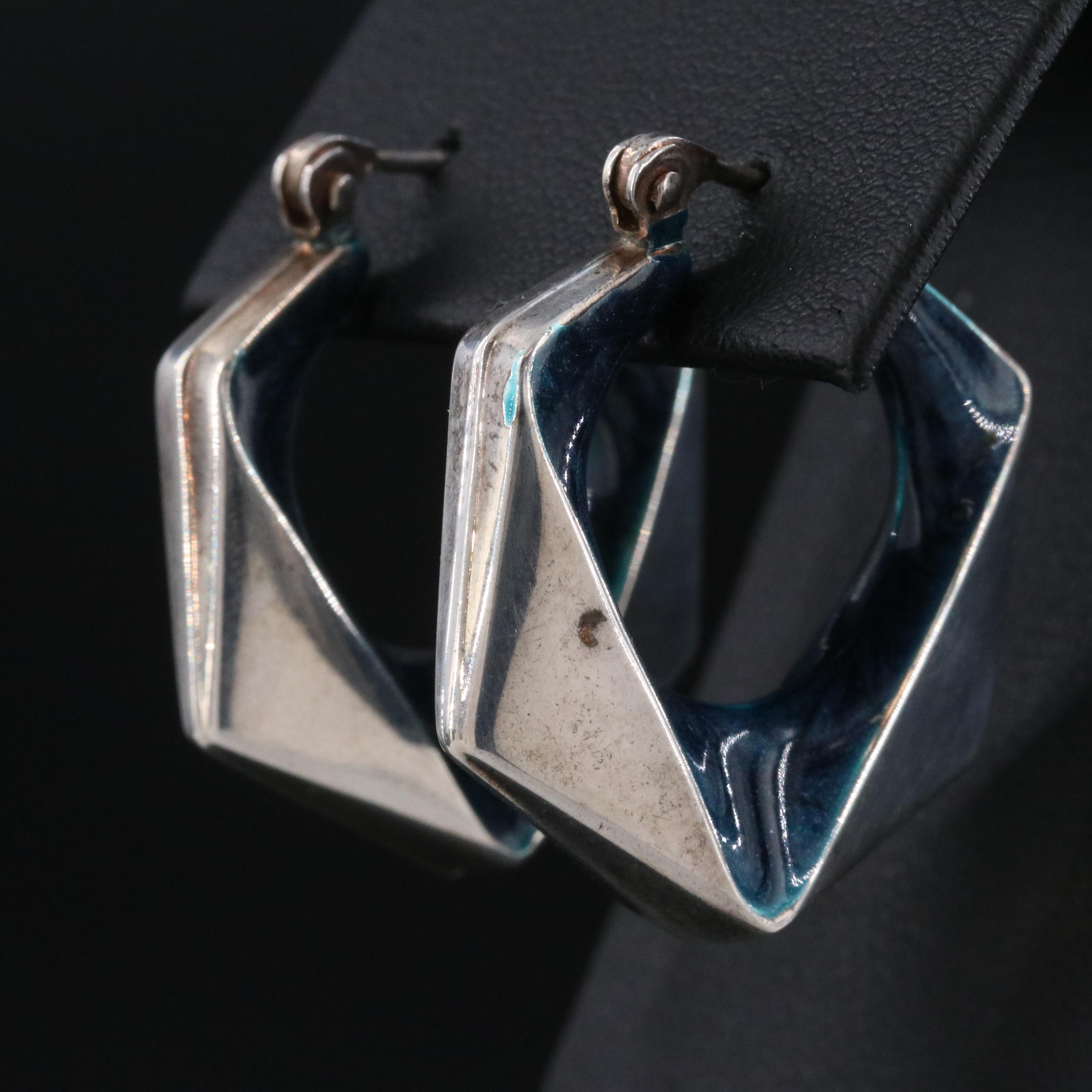 Italian Electroformed Sterling Enamel Hoops