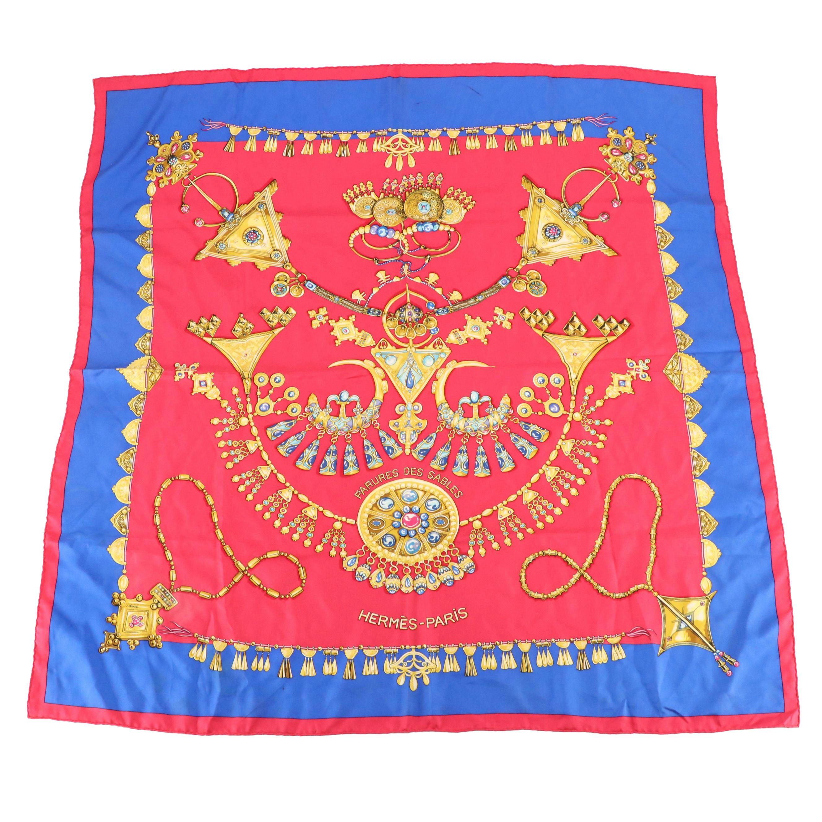 Hermès "Parures des Sables" Silk Twill Scarf 90