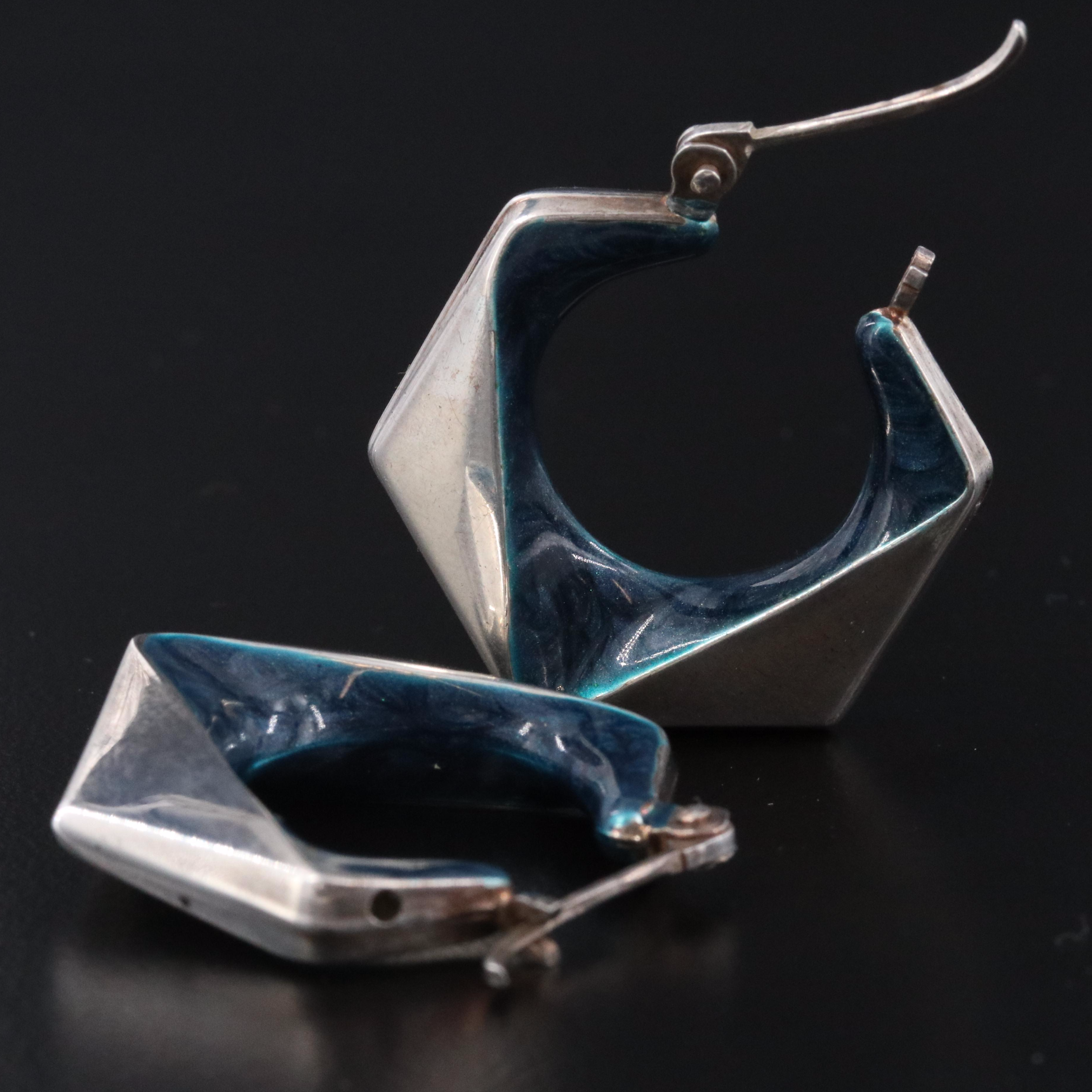 Italian Electroformed Sterling Enamel Hoops