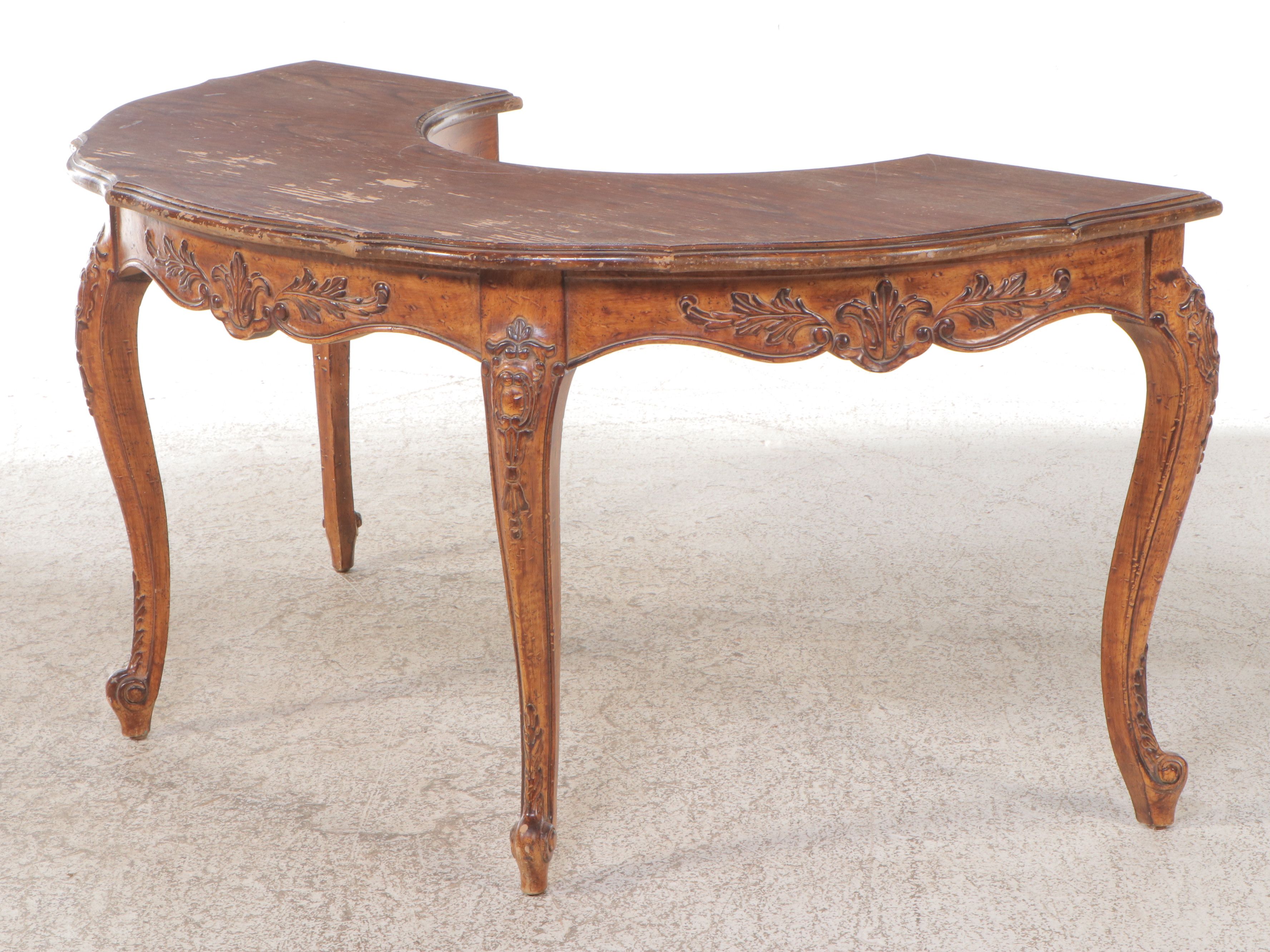 Louis XVI Style Oak Demilune Table