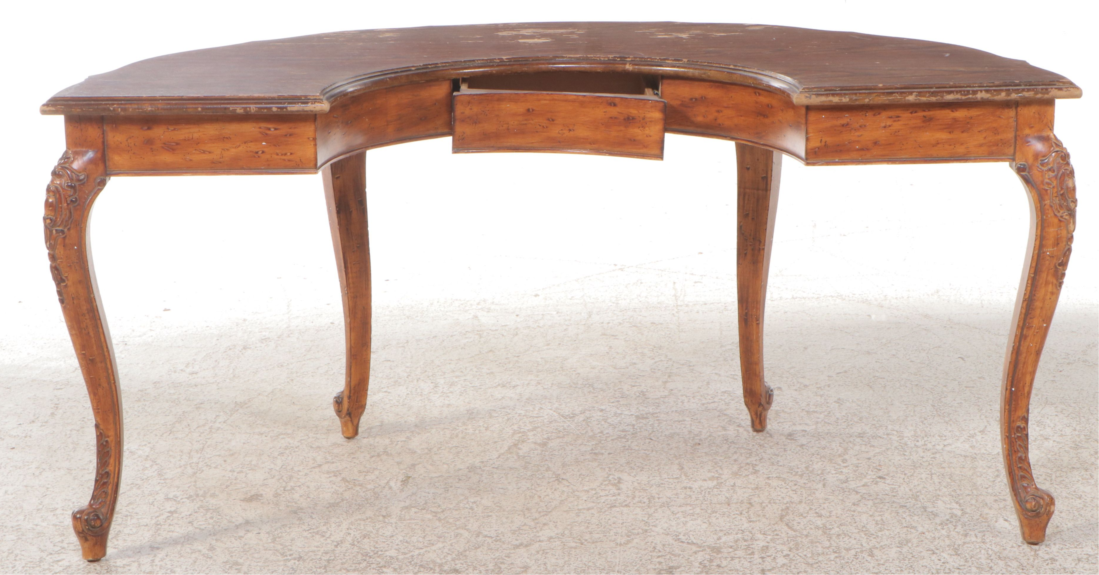 Louis XVI Style Oak Demilune Table
