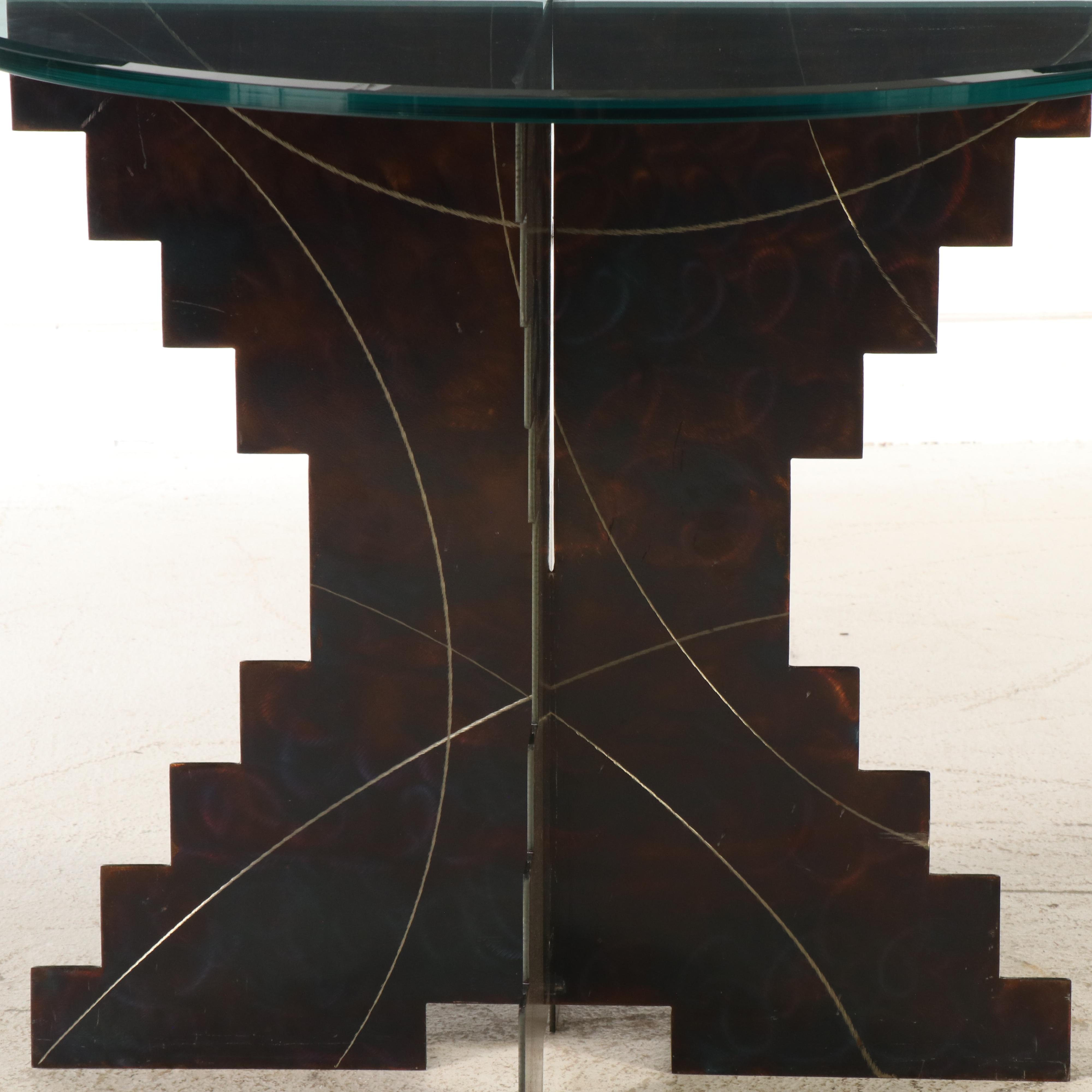 Postmodernist Glass Top Metal Occasional Table, Late 20th Century
