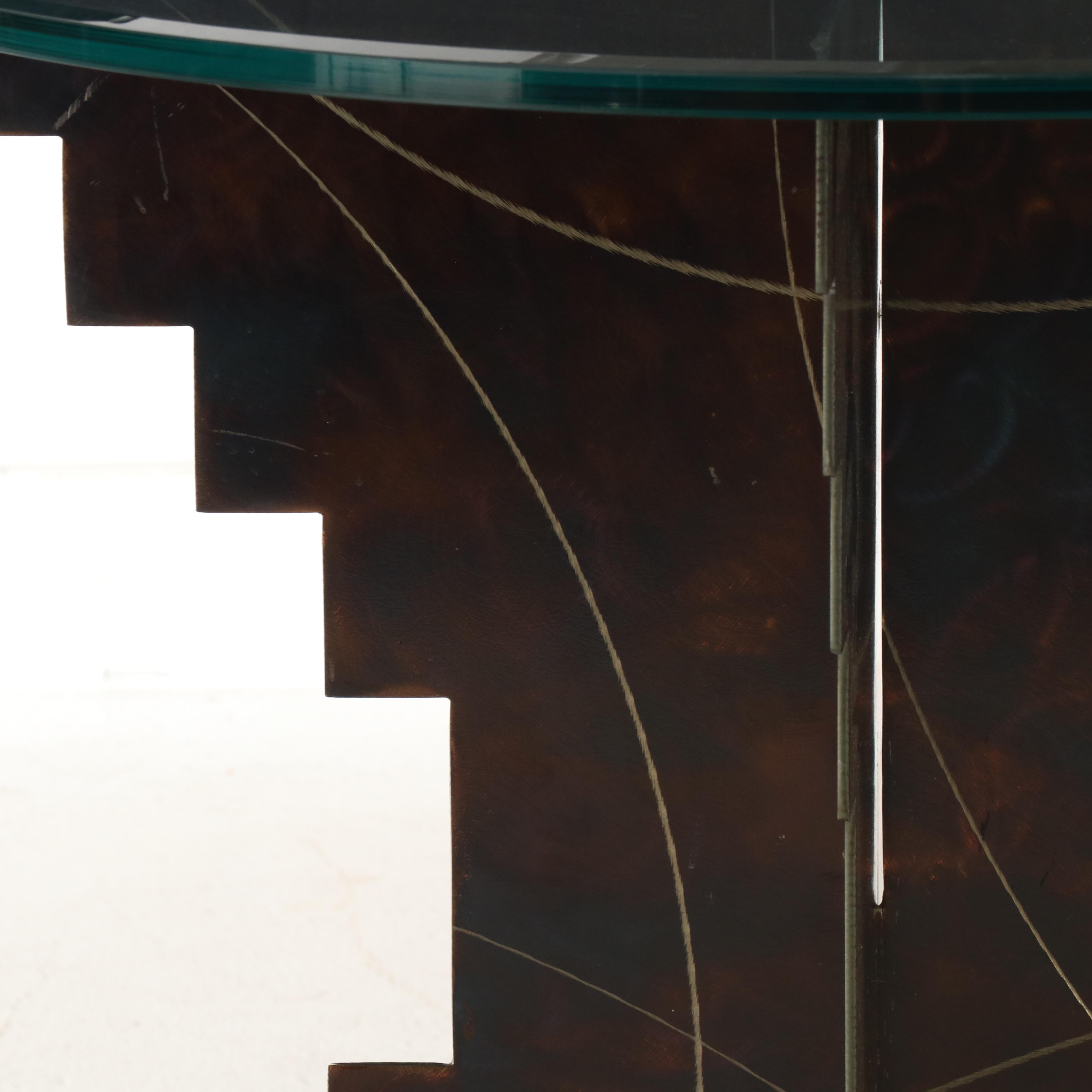 Postmodernist Glass Top Metal Occasional Table, Late 20th Century