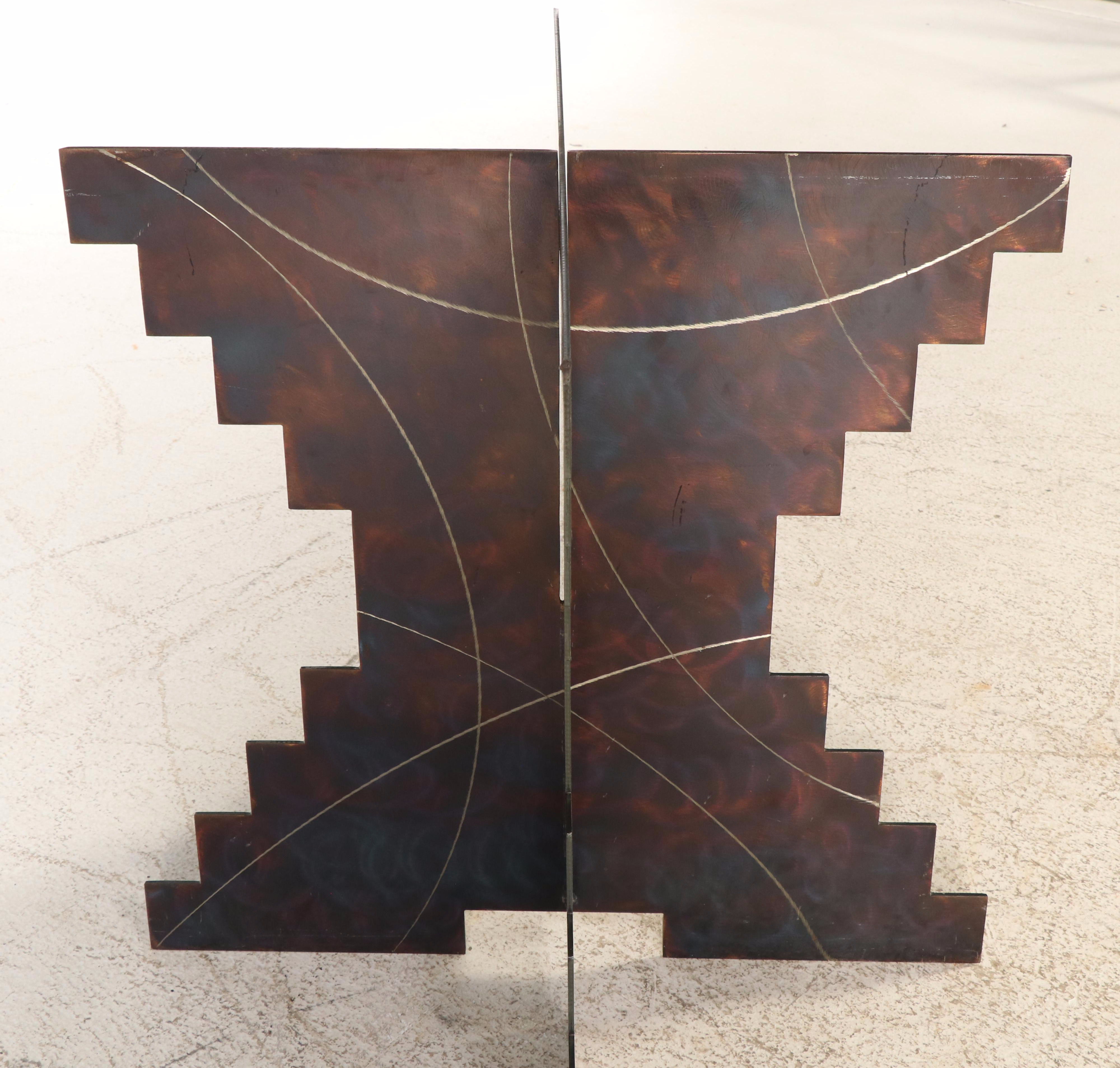 Postmodernist Glass Top Metal Occasional Table, Late 20th Century