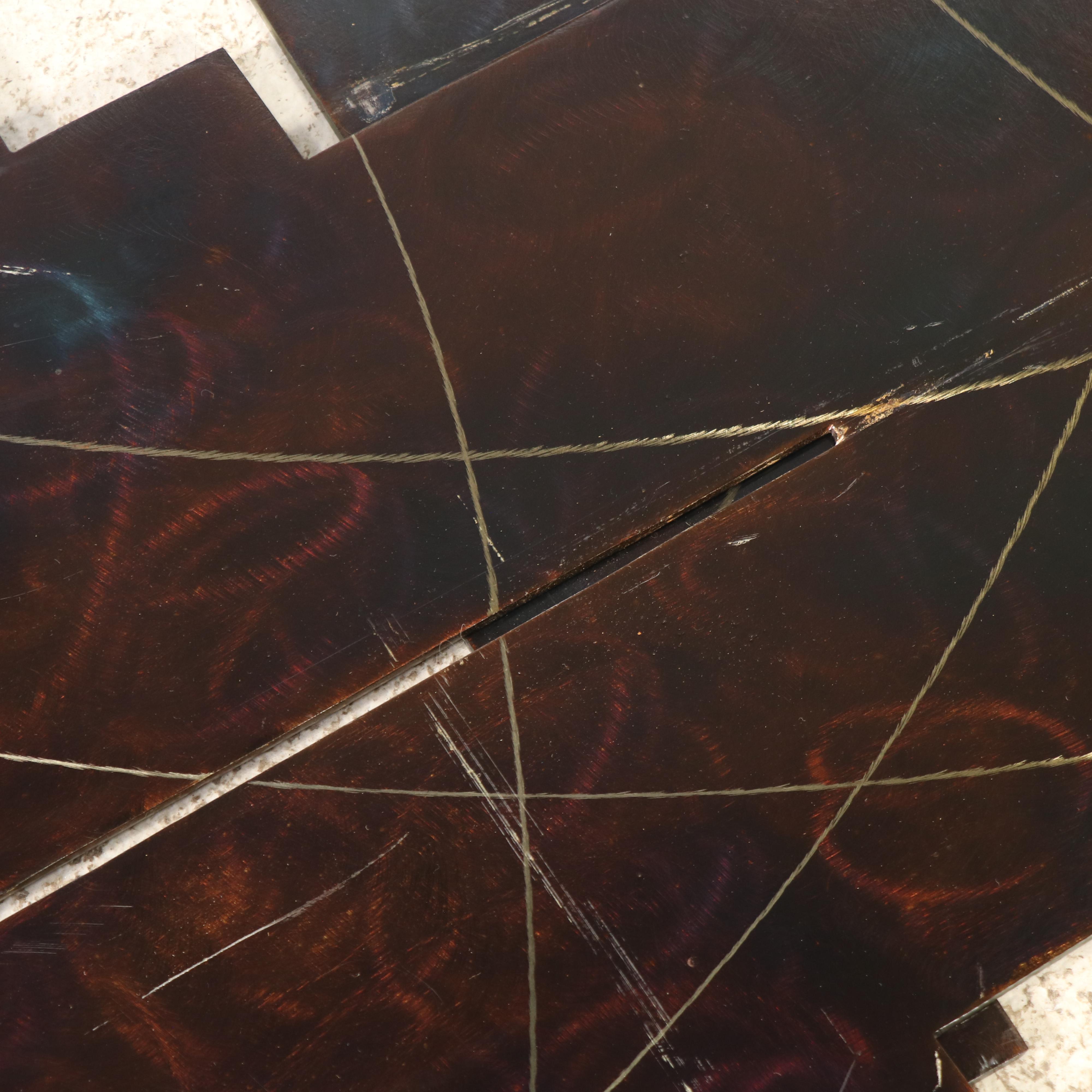 Postmodernist Glass Top Metal Occasional Table, Late 20th Century