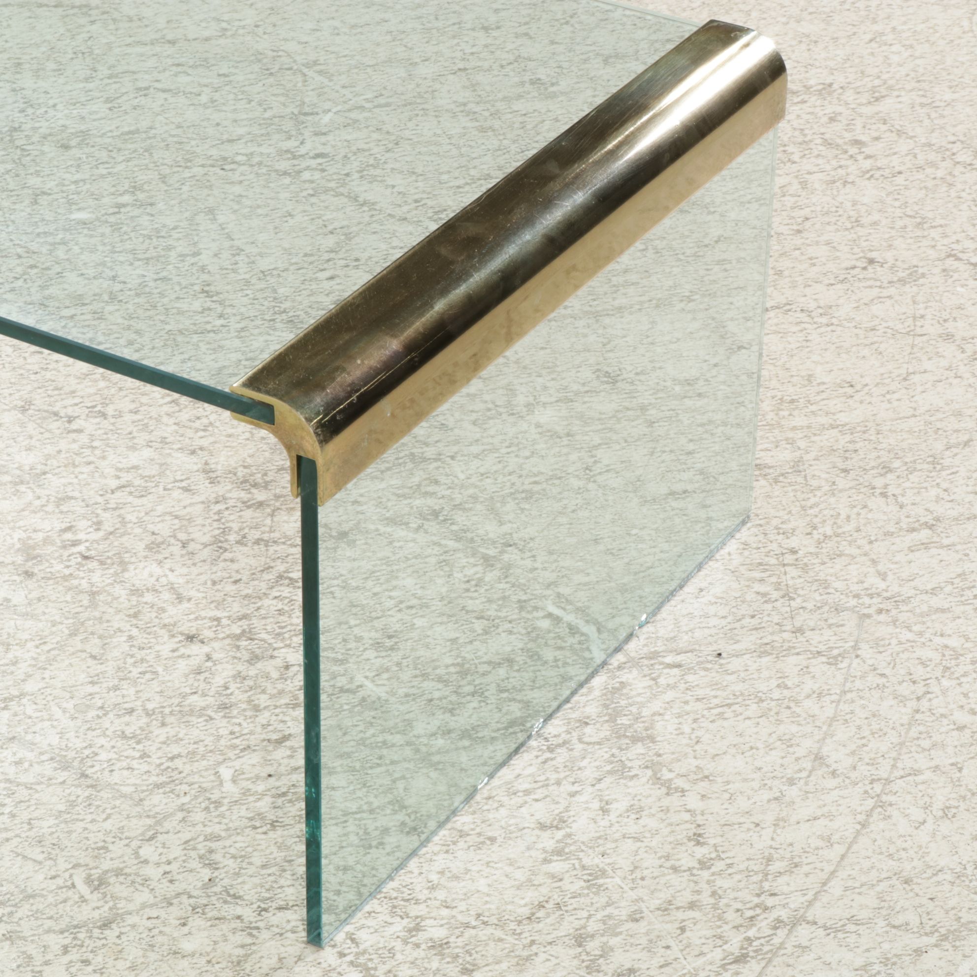 Glass Chrome Waterfall Coffee Table, Late 20th Century