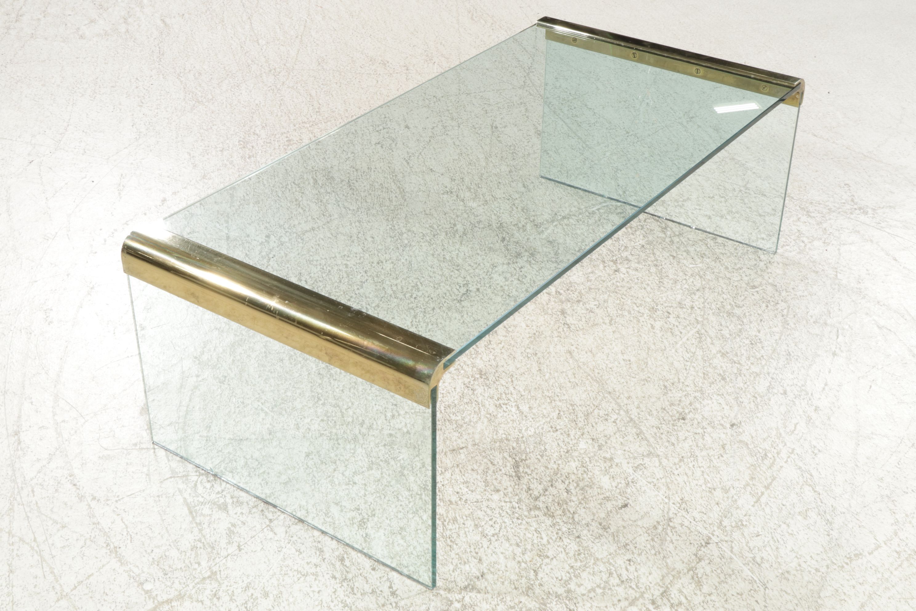 Glass Chrome Waterfall Coffee Table, Late 20th Century