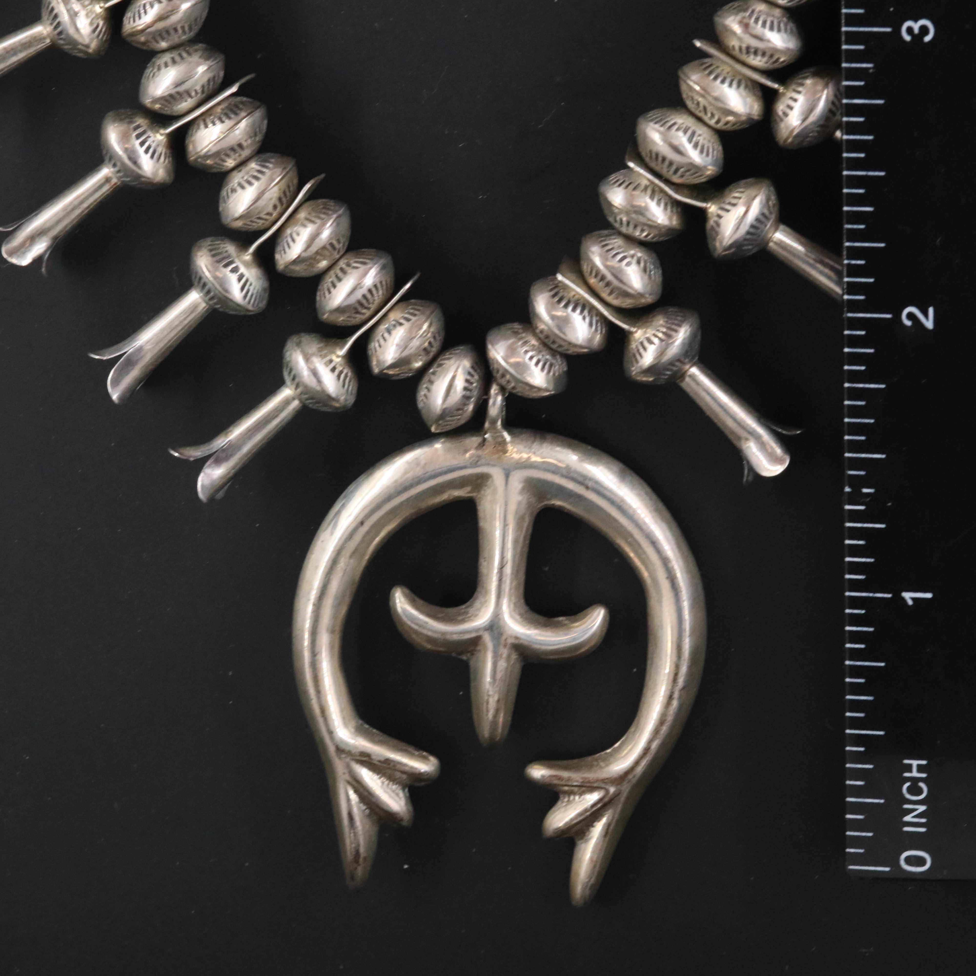 Southwestern Sterling Squash Blossom Necklace